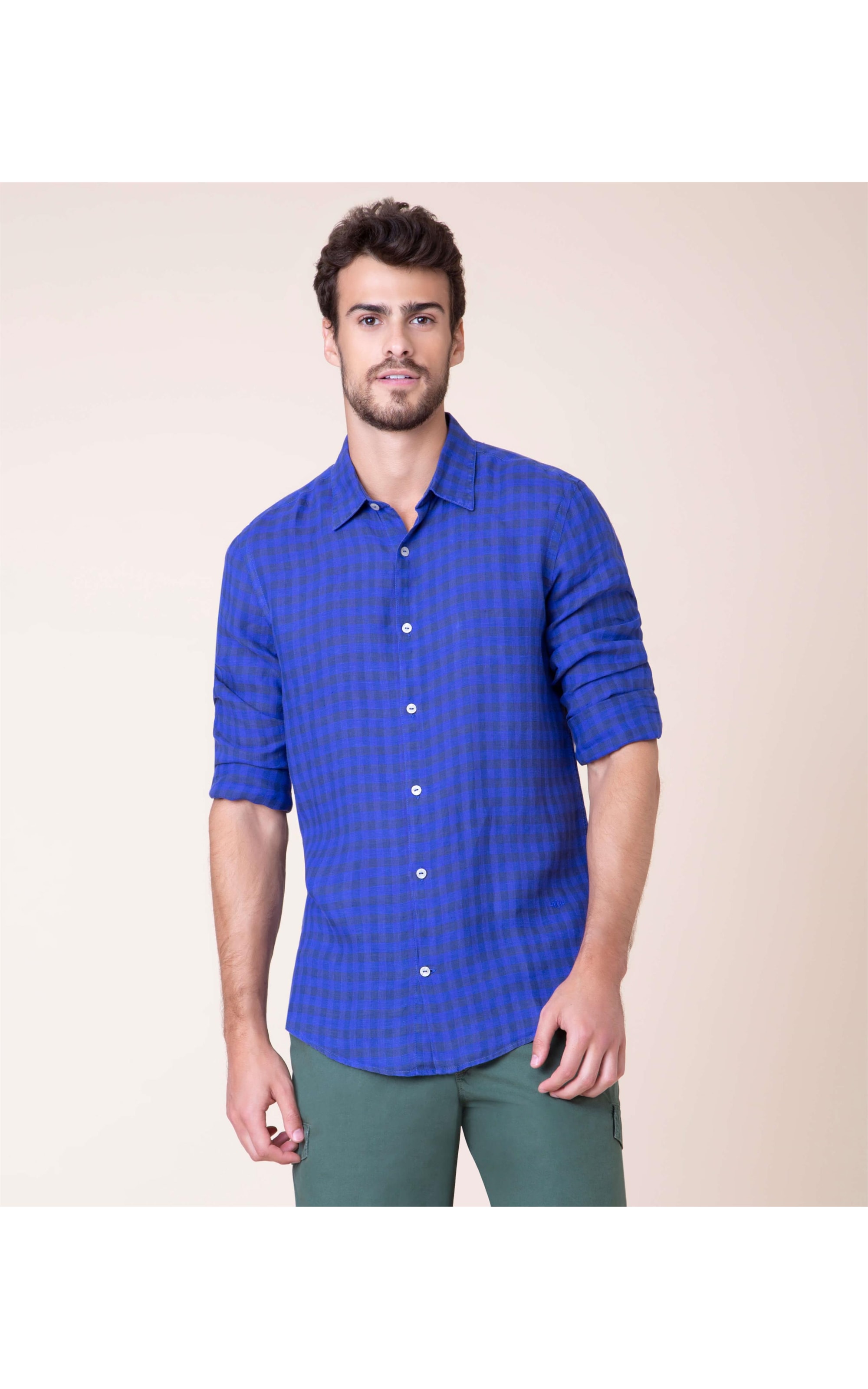 Camisa Puro Linho Carmel Xadrez Ml Hortencia
