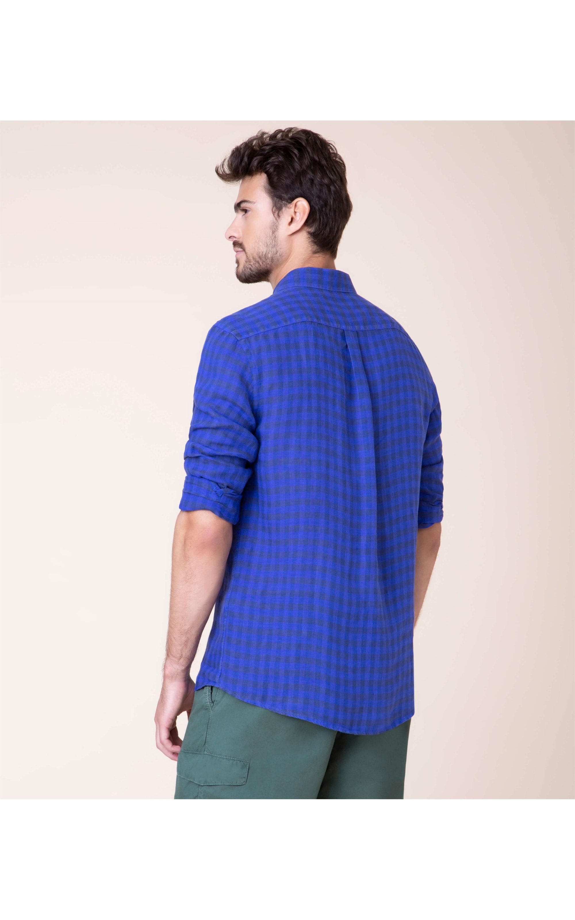 Camisa Puro Linho Carmel Xadrez Ml Hortencia