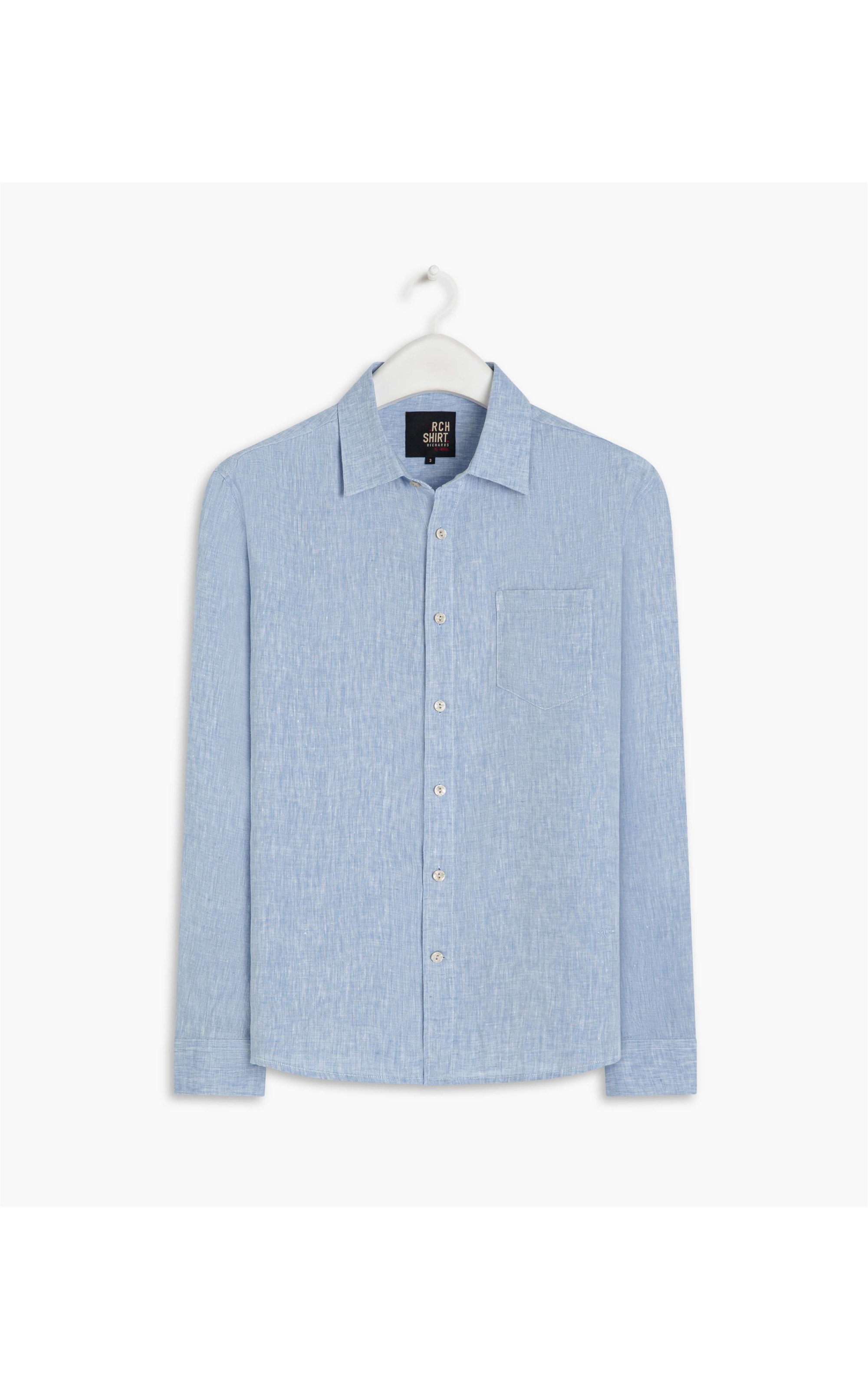 Camisa  Puro Linho  Cd Ml Azul Claro
