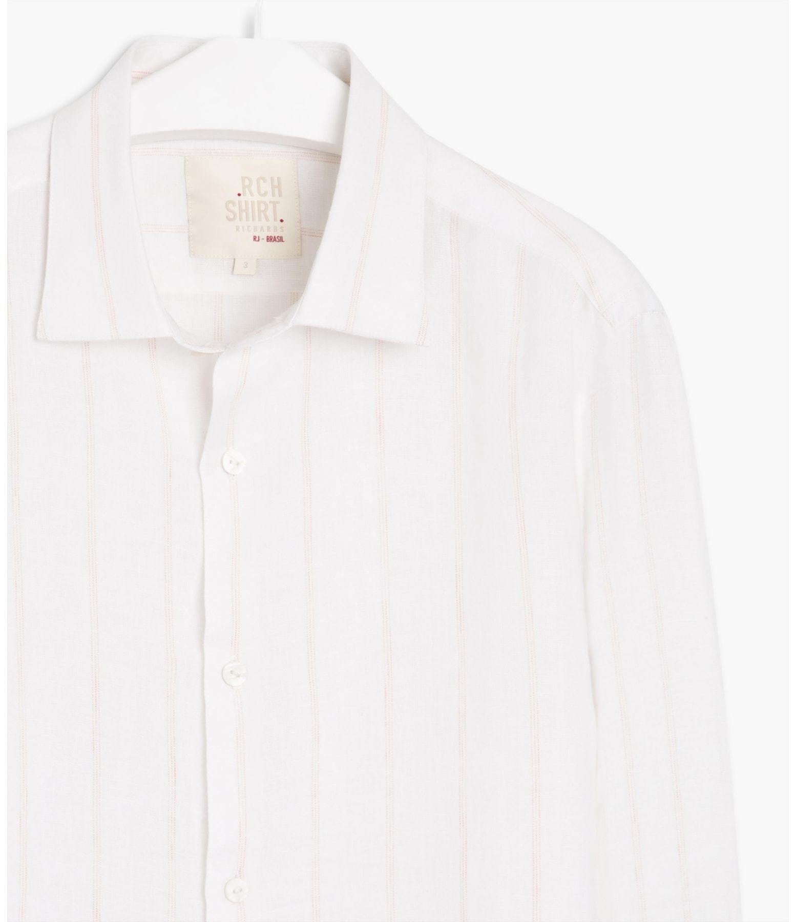 Camisa  Puro Linho Chico Listrada Ml Caqui