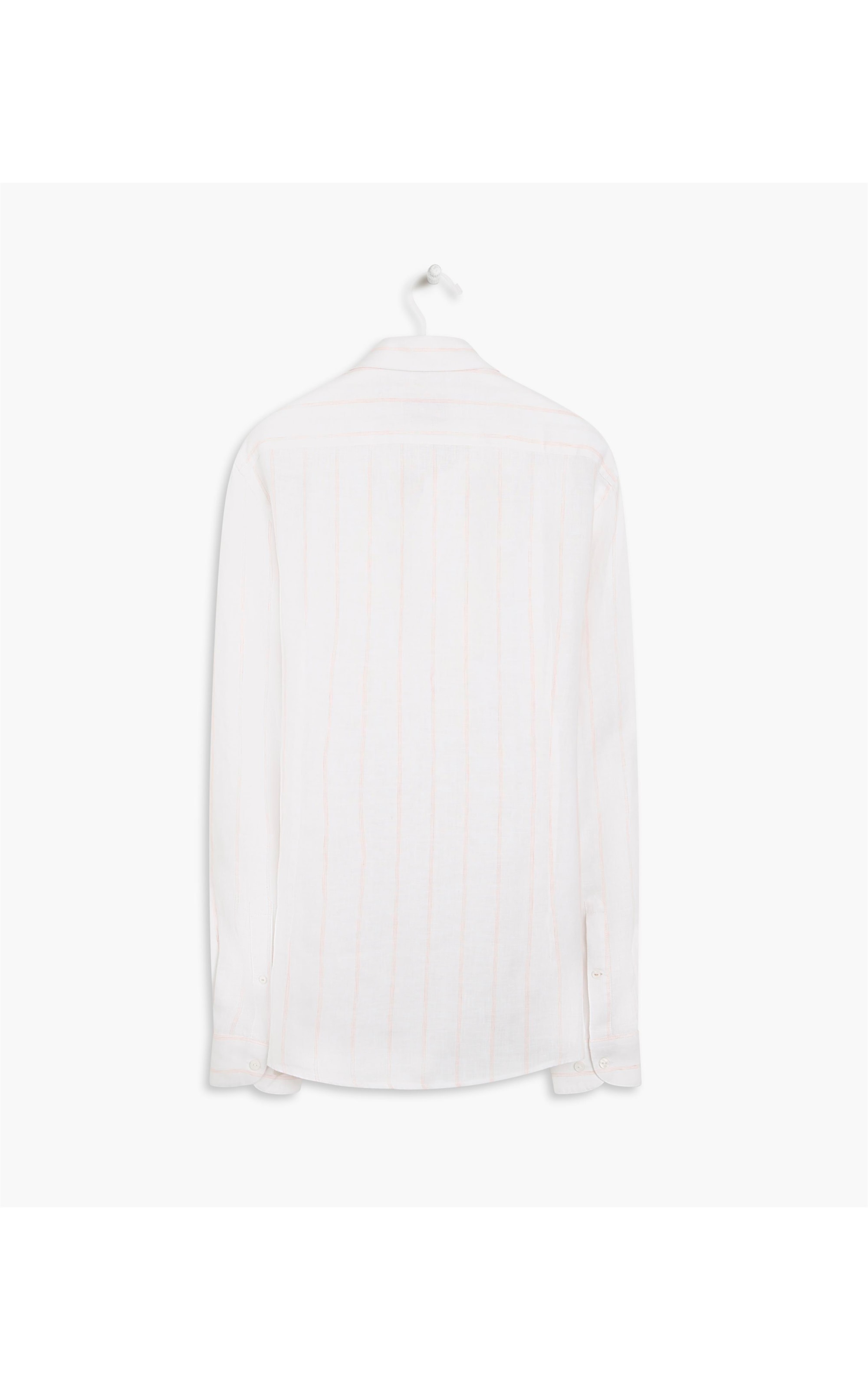 Camisa  Puro Linho Chico Listrada Ml Caqui