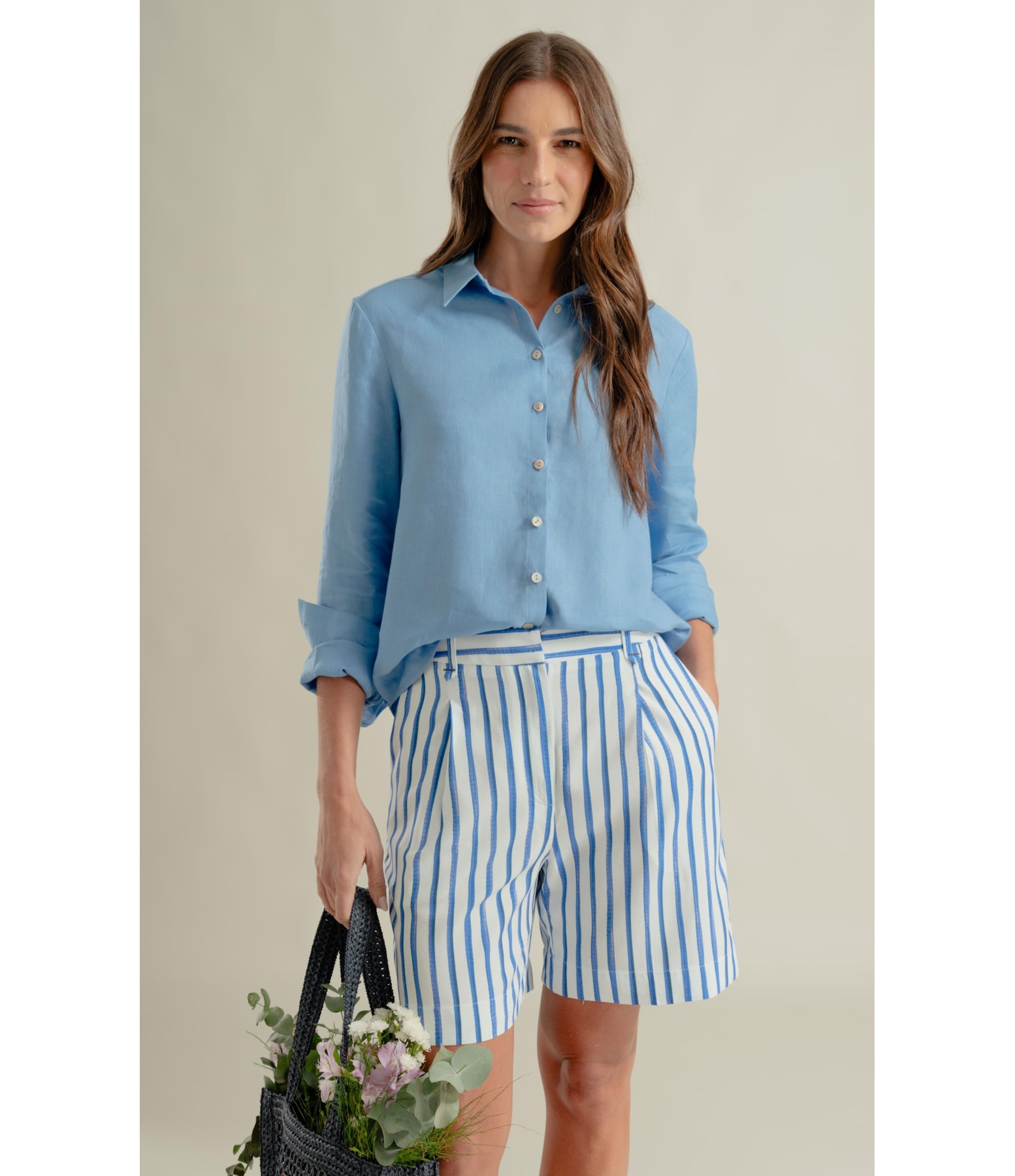 Camisa  Puro Linho Classic  Azul Claro