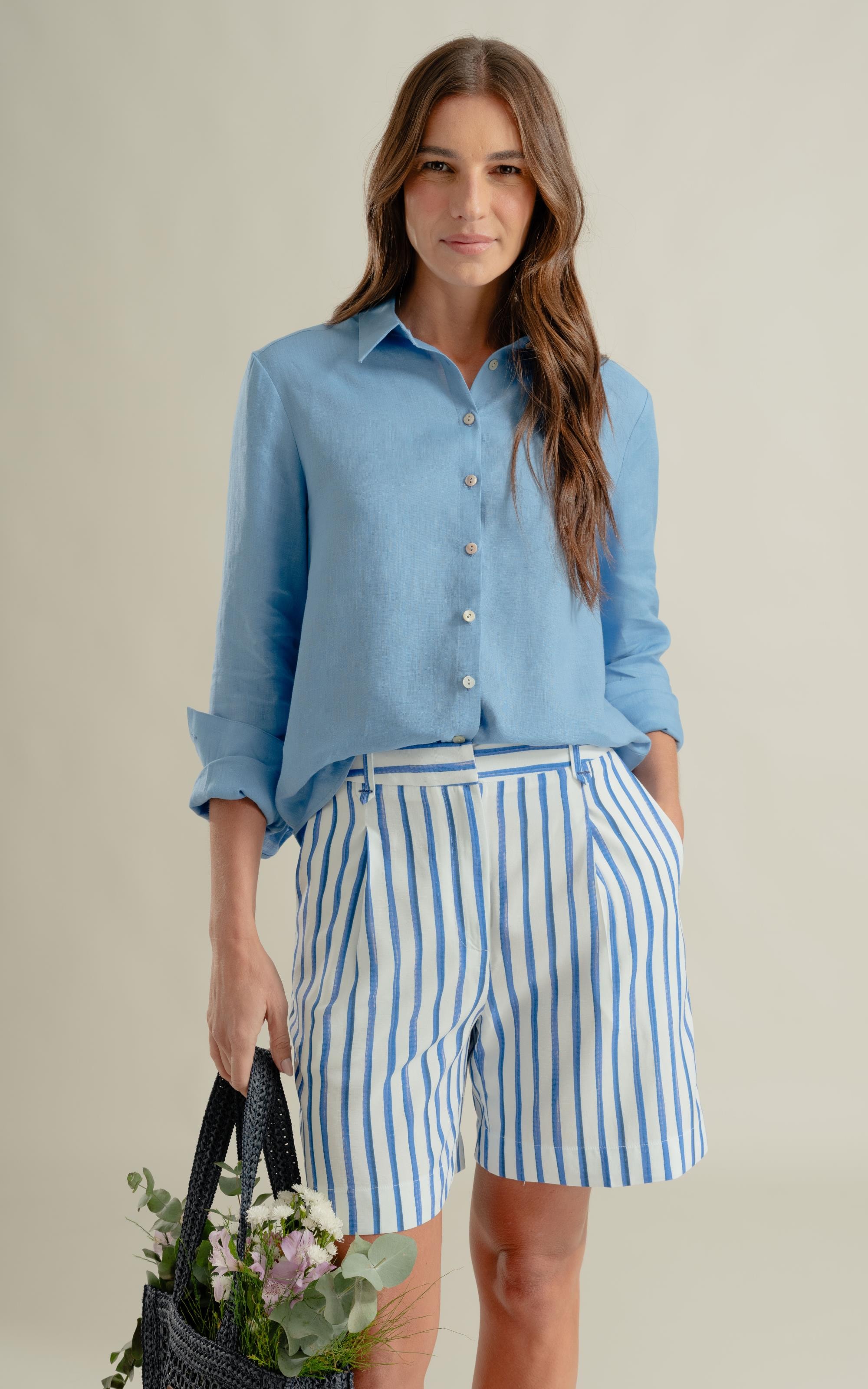 Camisa  Puro Linho Classic  Azul Claro