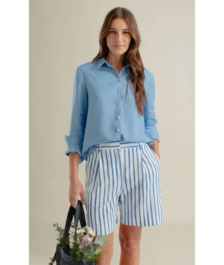 Camisa  Puro Linho Classic  Azul Claro