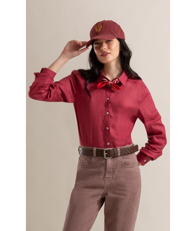 Camisa  Puro Linho Classic Bordeaux