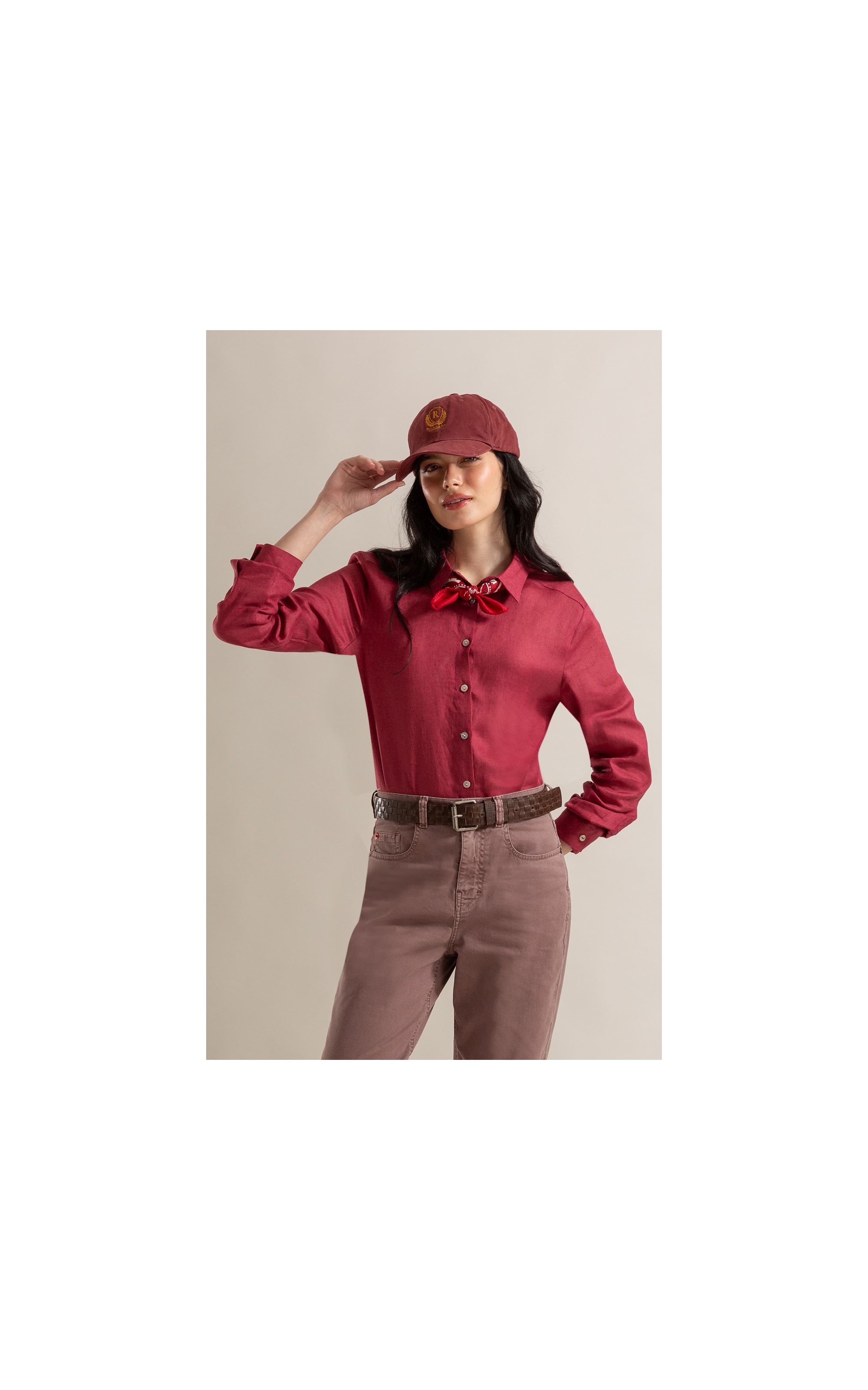 Camisa  Puro Linho Classic Bordeaux