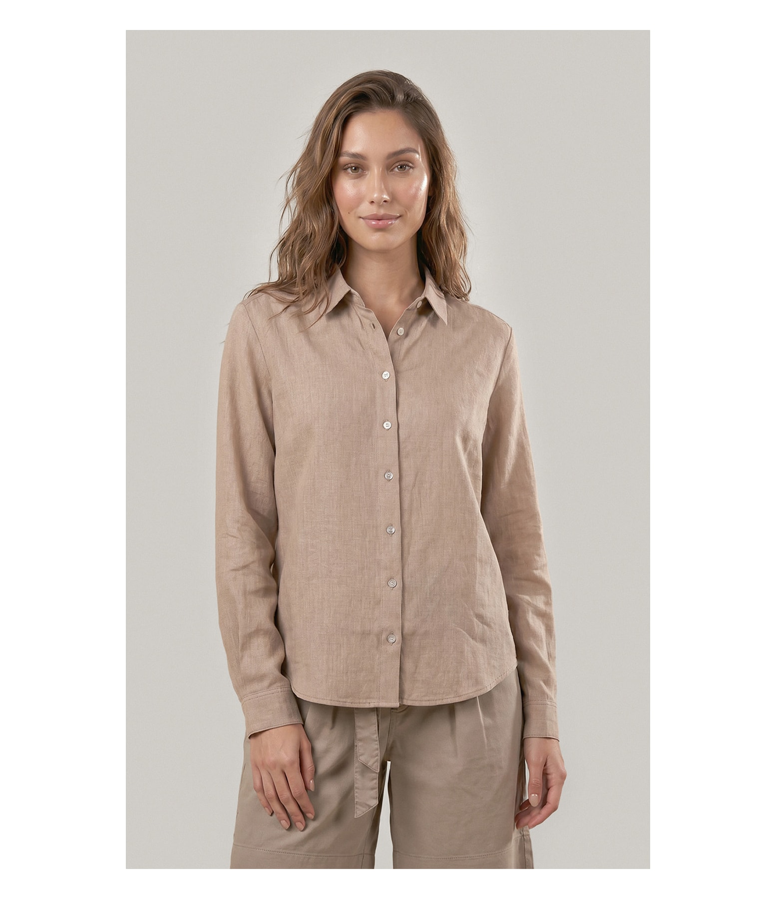 Camisa  Puro Linho Classic Caqui