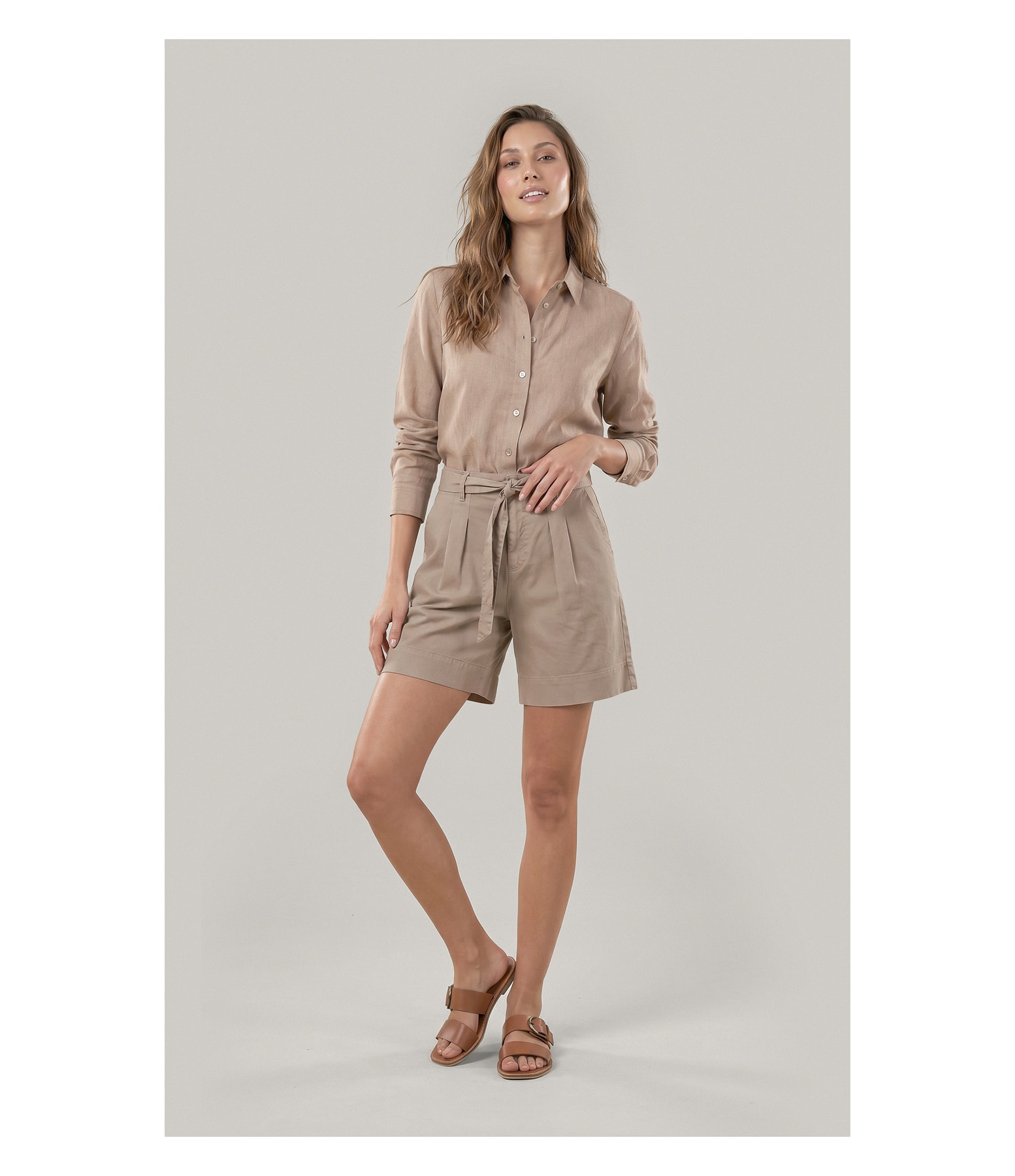 Camisa  Puro Linho Classic Caqui