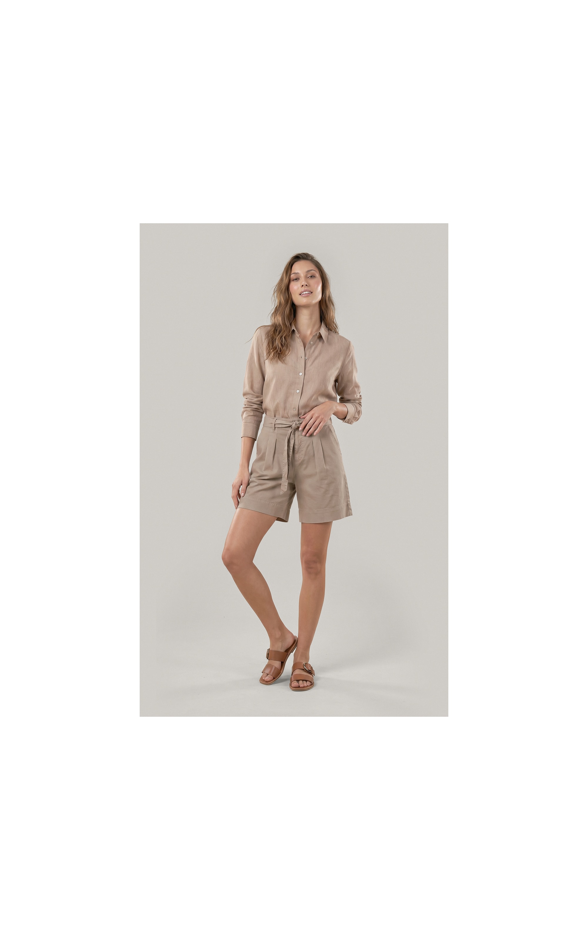 Camisa  Puro Linho Classic Caqui