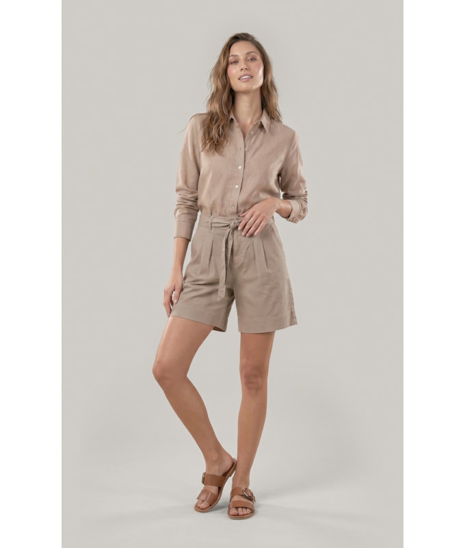 Camisa  Puro Linho Classic Caqui