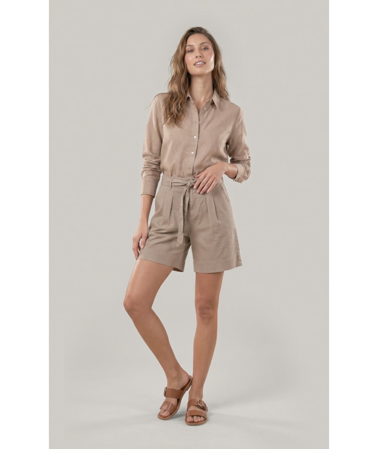 Camisa  Puro Linho Classic Caqui