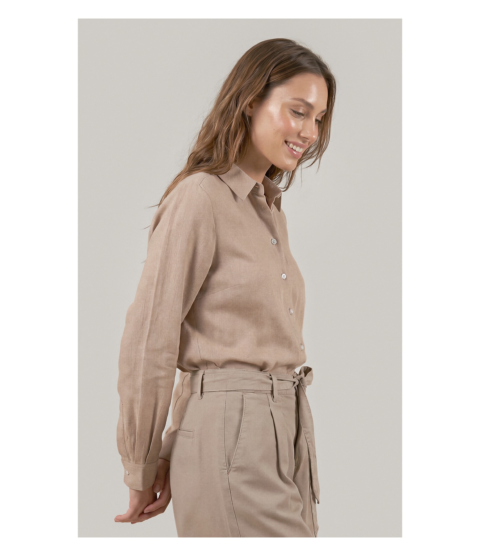 Camisa  Puro Linho Classic Caqui