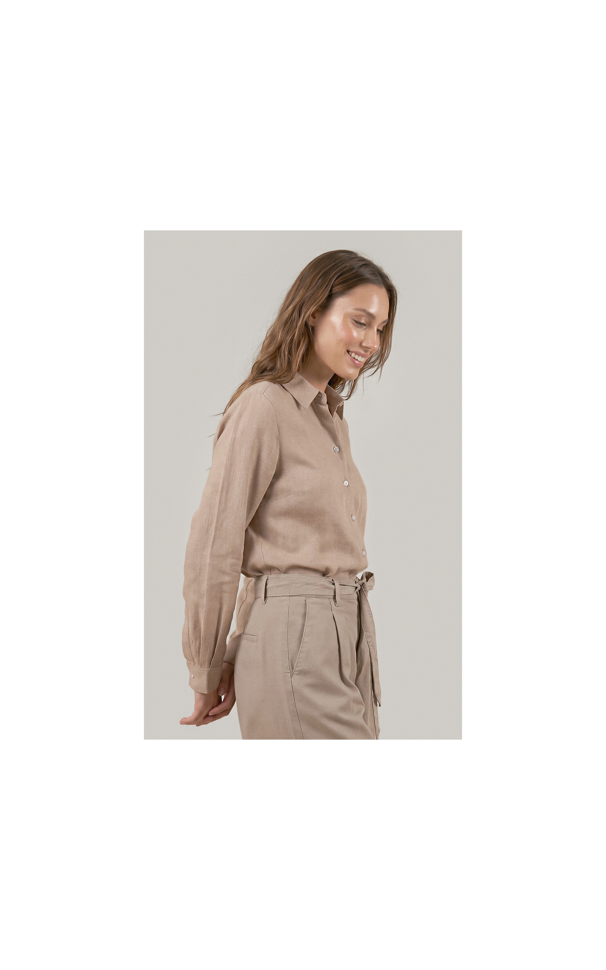 Camisa  Puro Linho Classic Caqui
