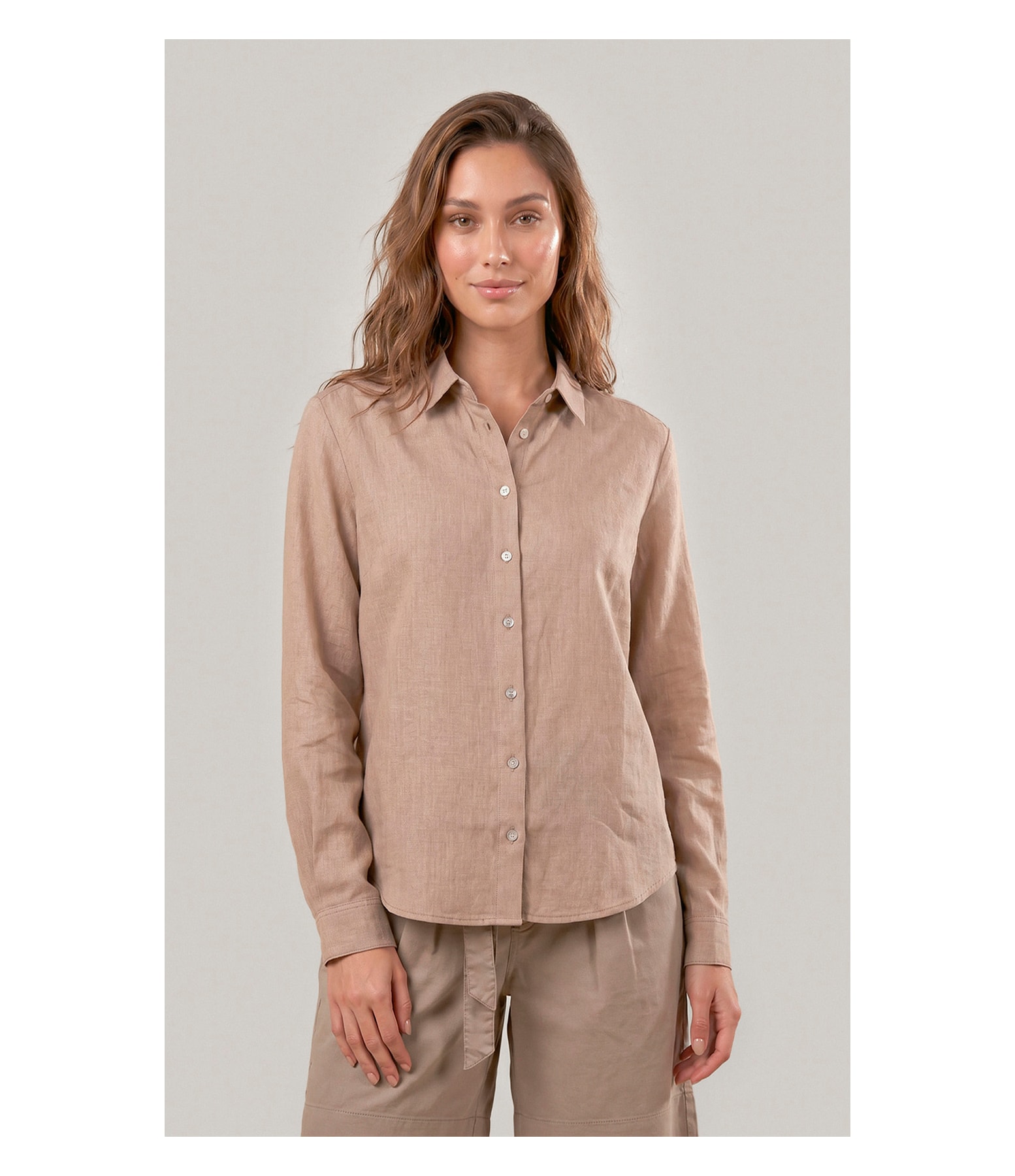 Camisa  Puro Linho Classic Caqui