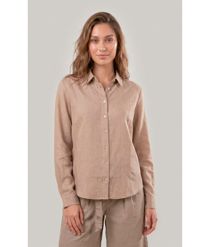 Camisa  Puro Linho Classic Caqui