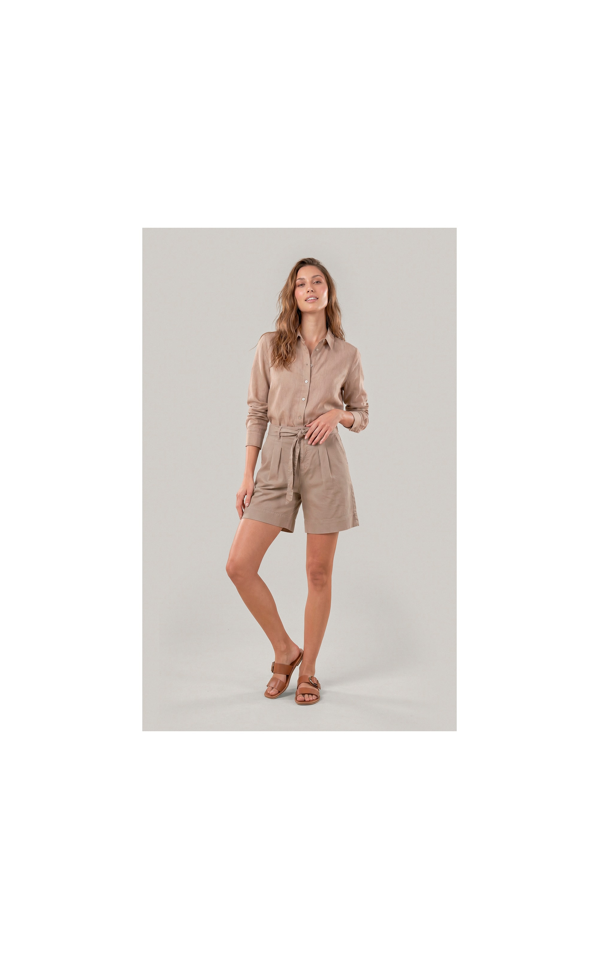 Camisa  Puro Linho Classic Caqui