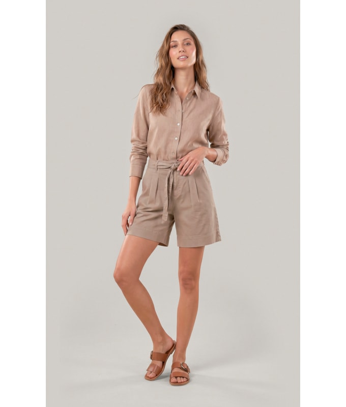 Camisa  Puro Linho Classic Caqui