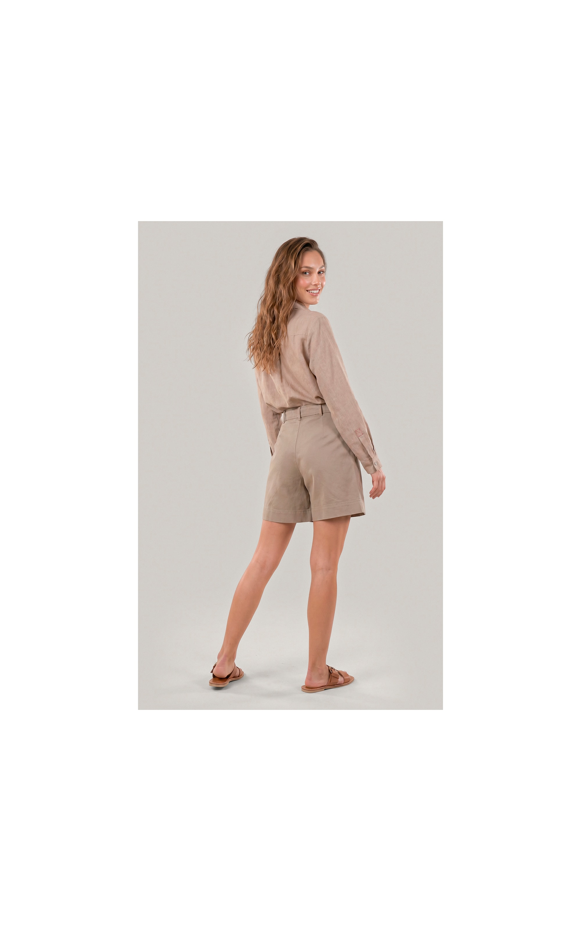 Camisa  Puro Linho Classic Caqui