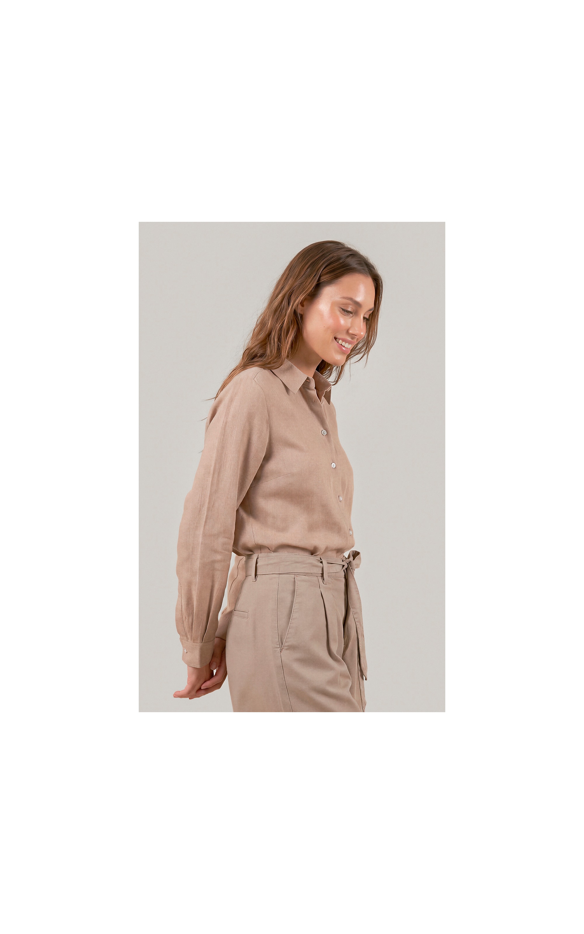 Camisa  Puro Linho Classic Caqui