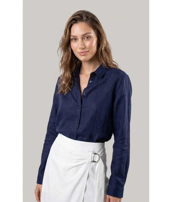 Camisa  Puro Linho Classic Dark Navy