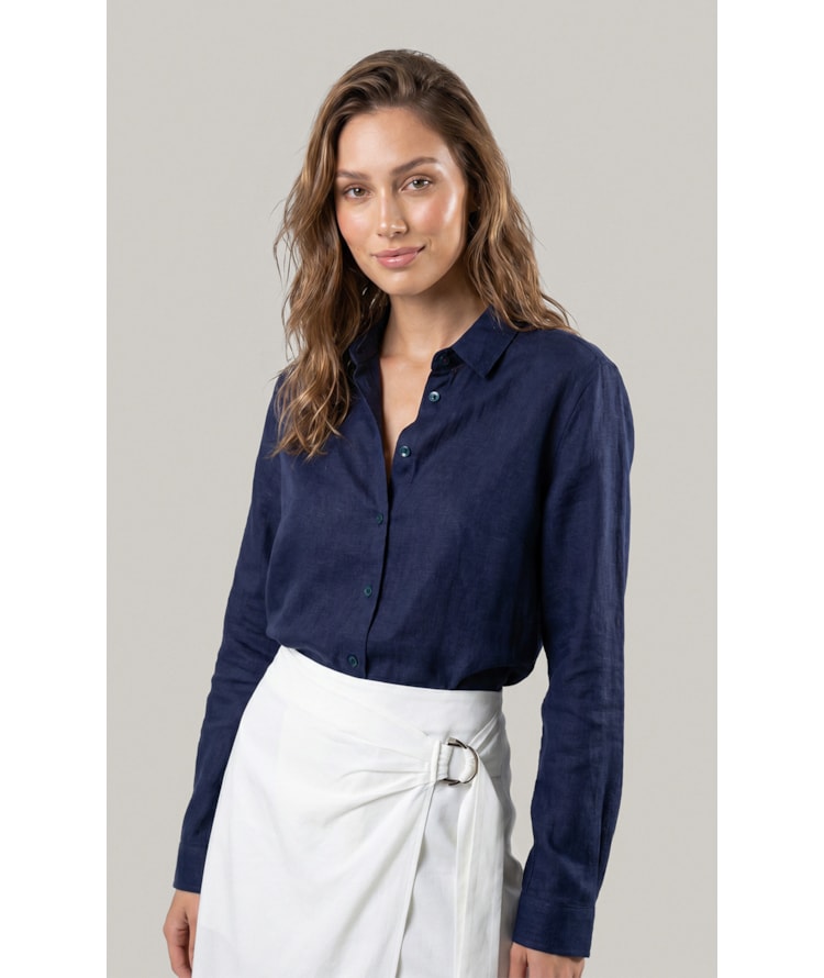 Camisa  Puro Linho Classic Dark Navy