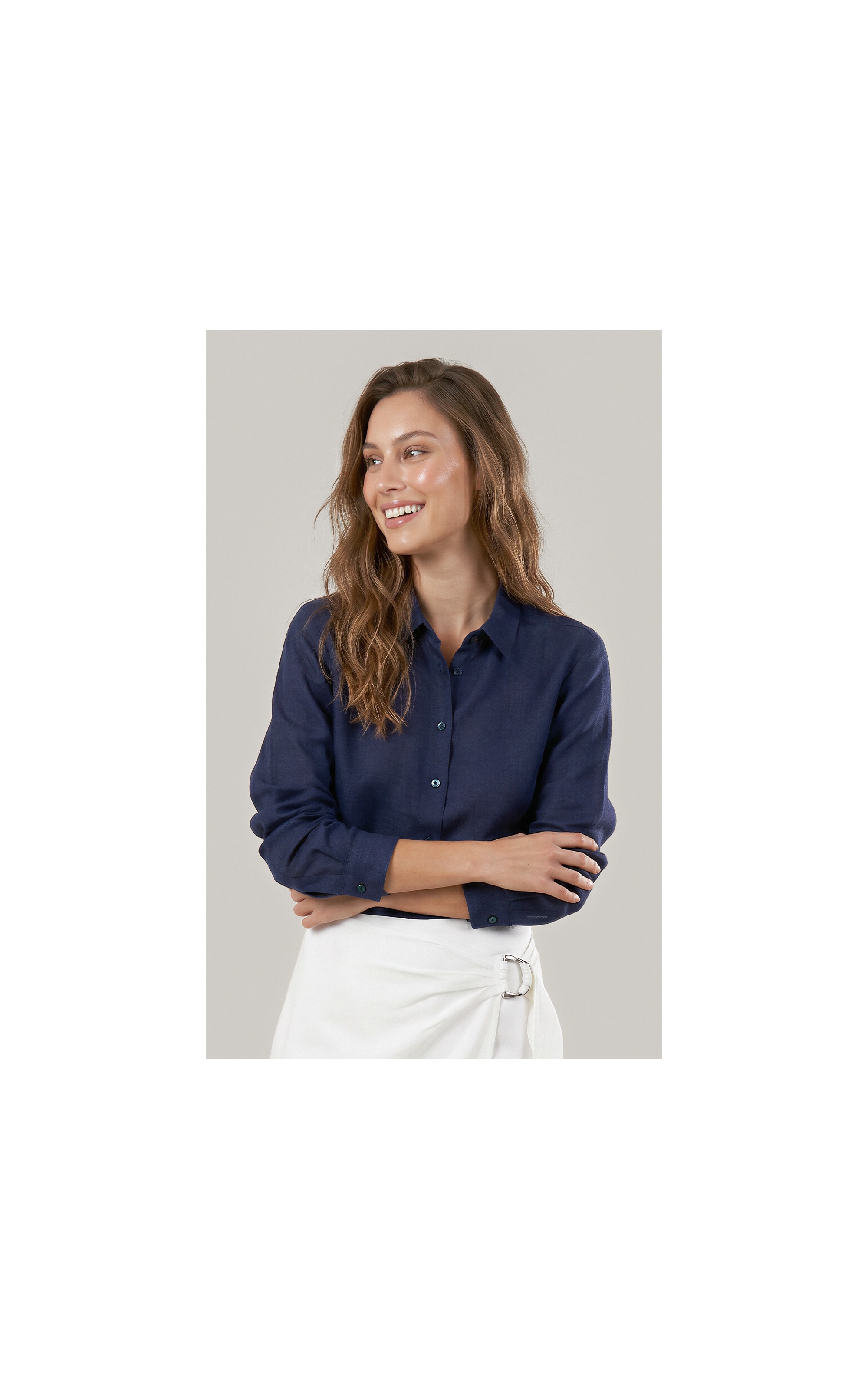 Camisa  Puro Linho Classic Dark Navy