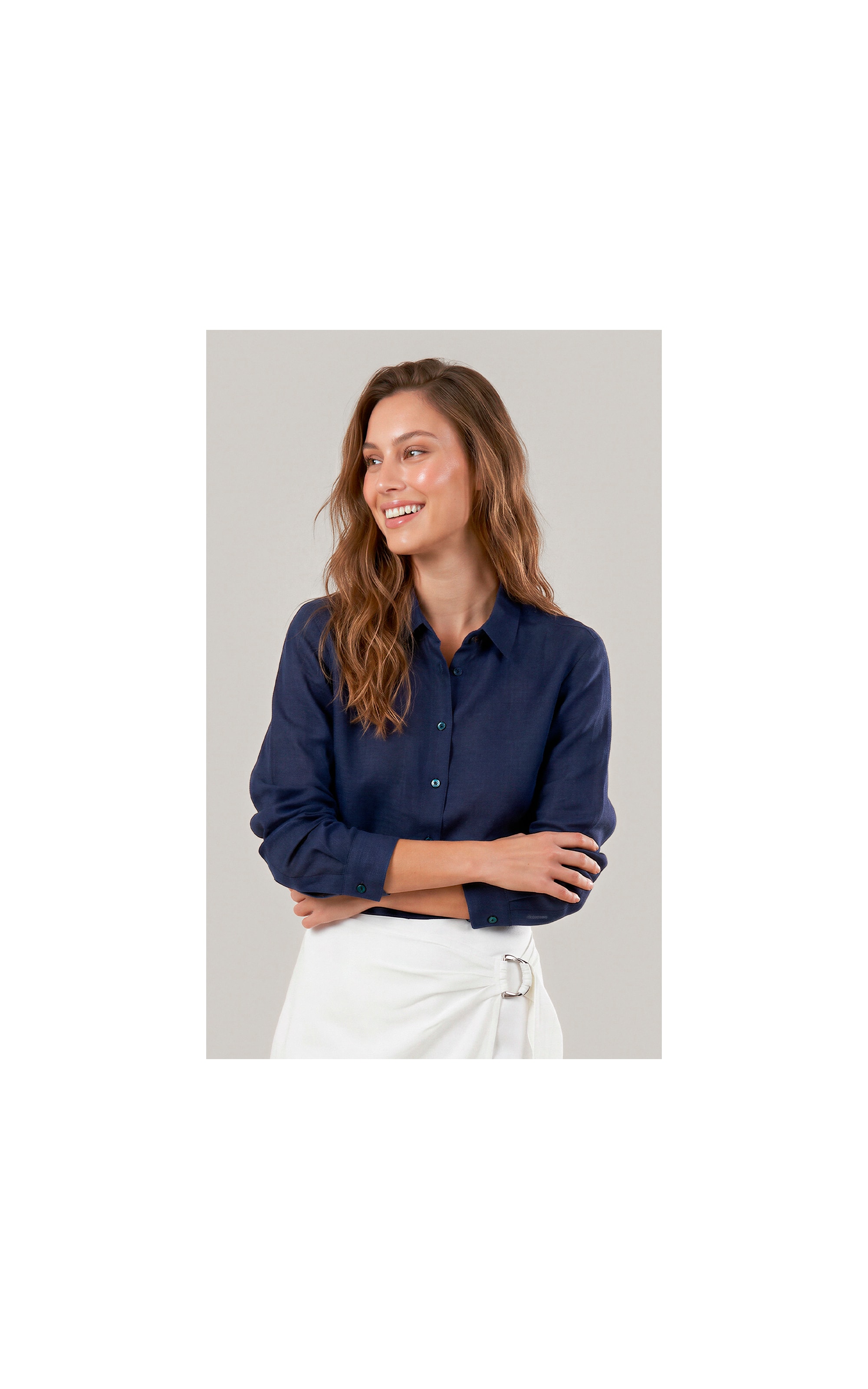 Camisa  Puro Linho Classic Dark Navy