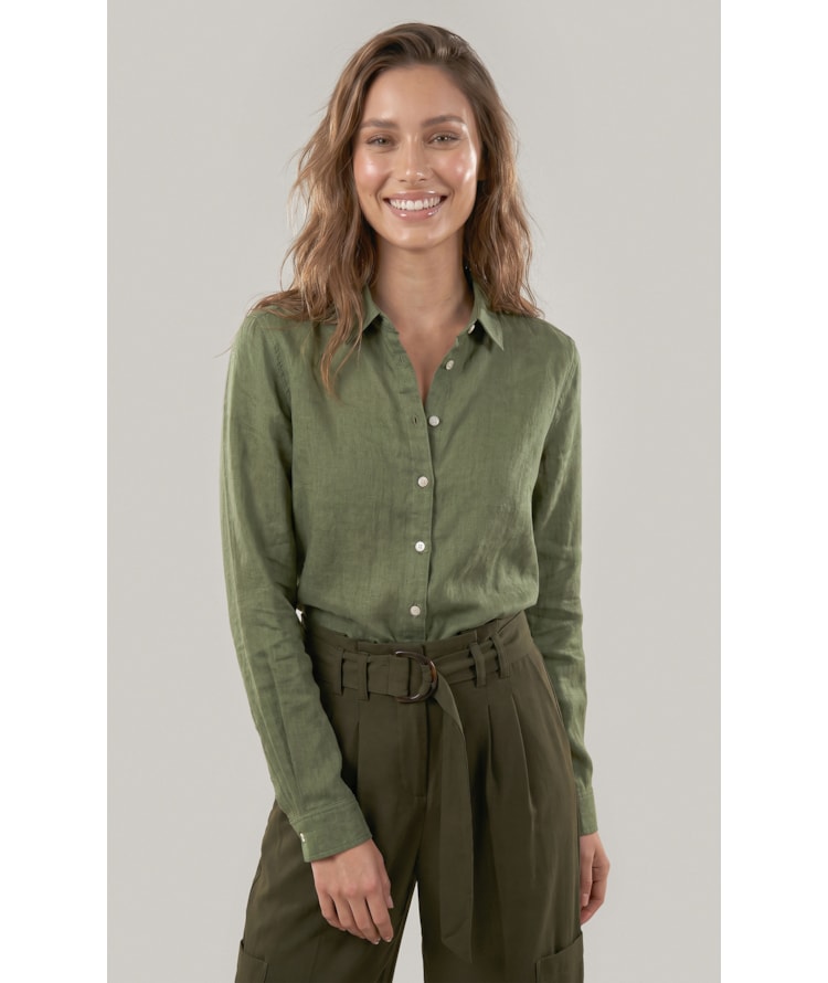 Camisa  Puro Linho Classic Verde Militar