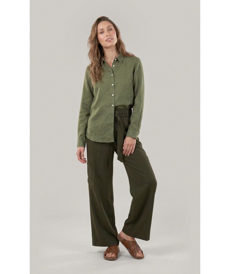 Camisa  Puro Linho Classic Verde Militar