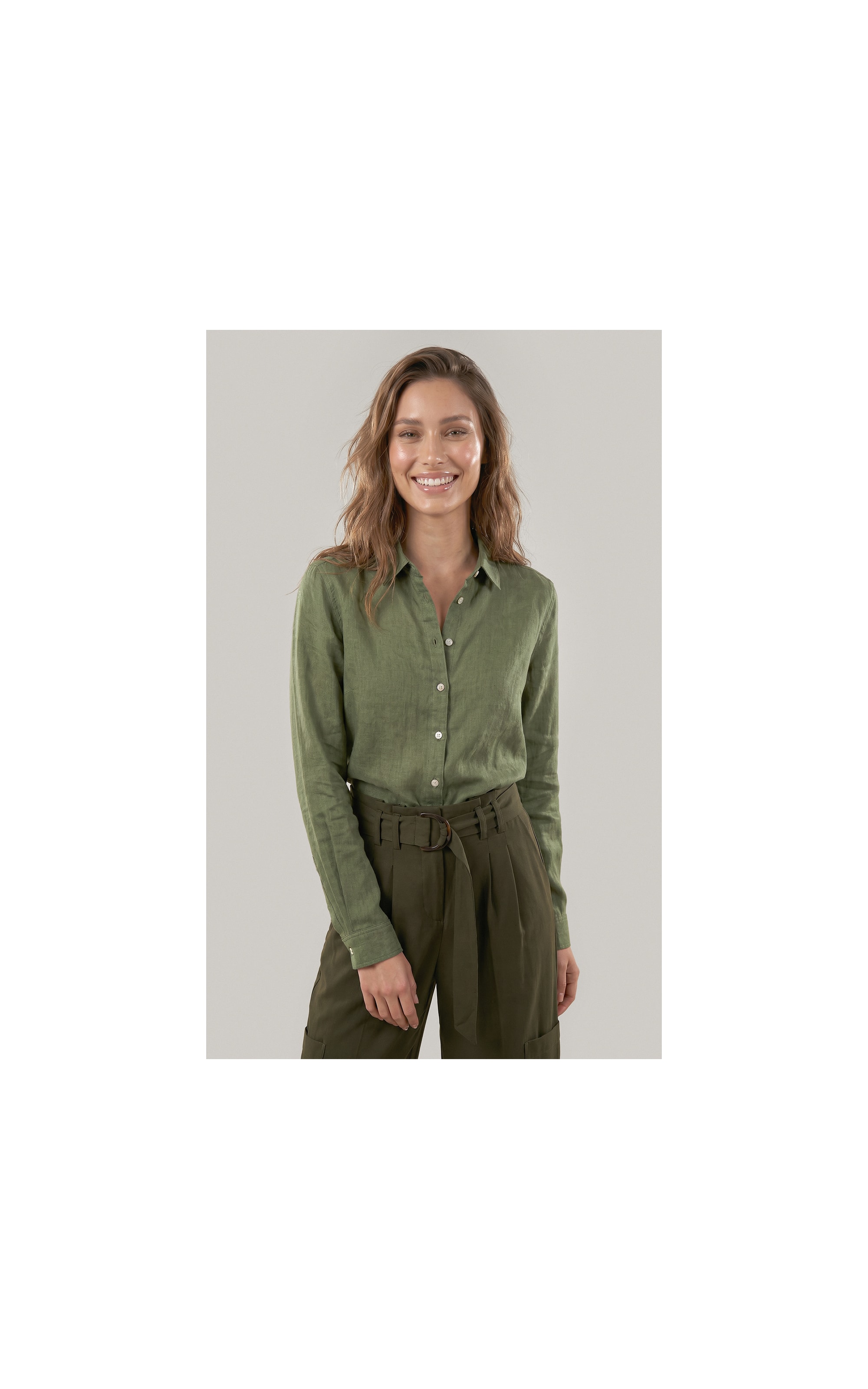 Camisa  Puro Linho Classic Verde Militar
