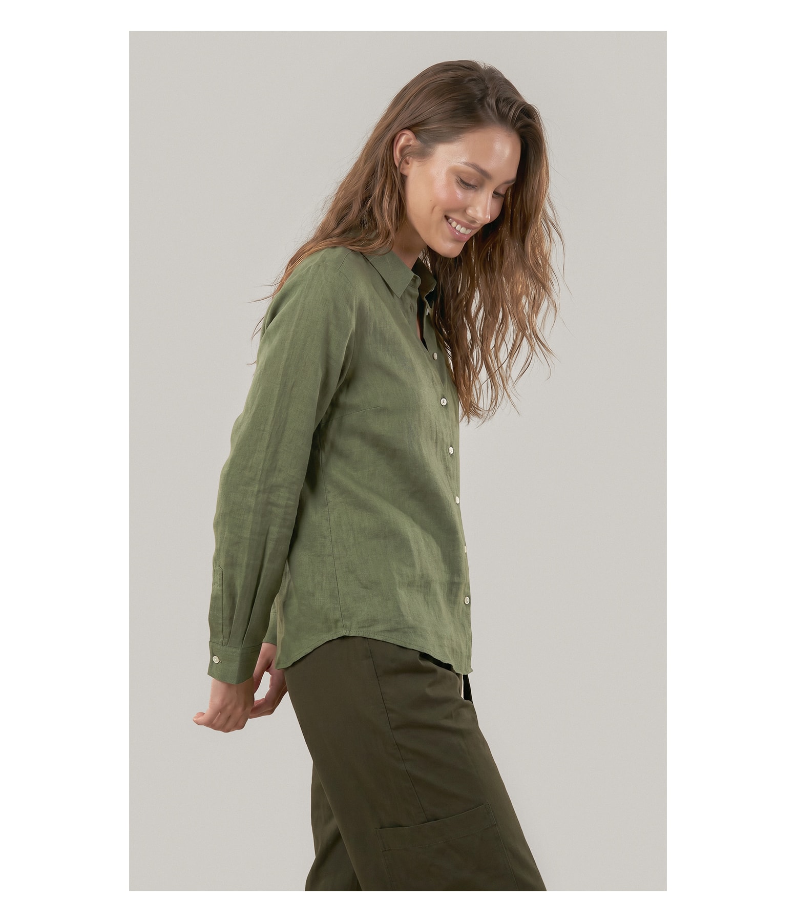Camisa  Puro Linho Classic Verde Militar