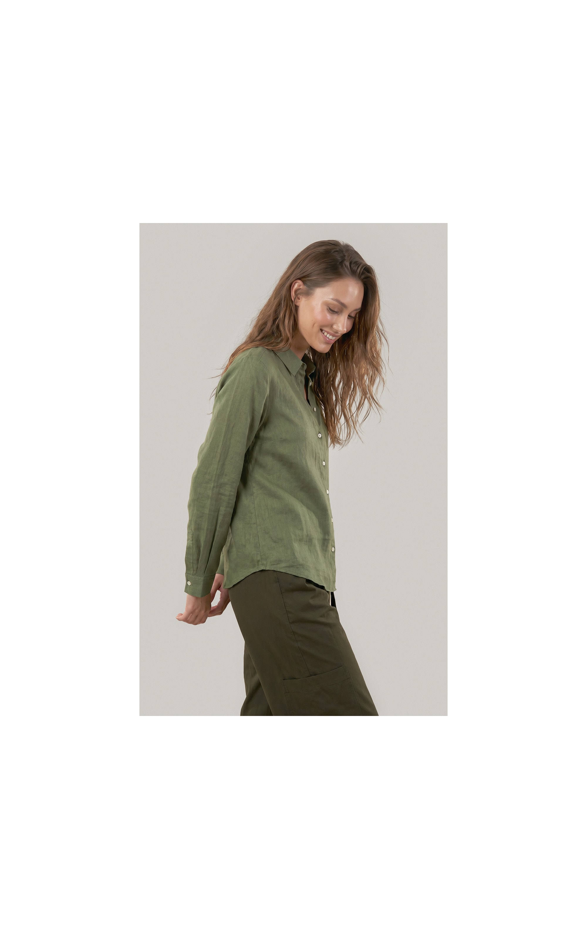 Camisa  Puro Linho Classic Verde Militar