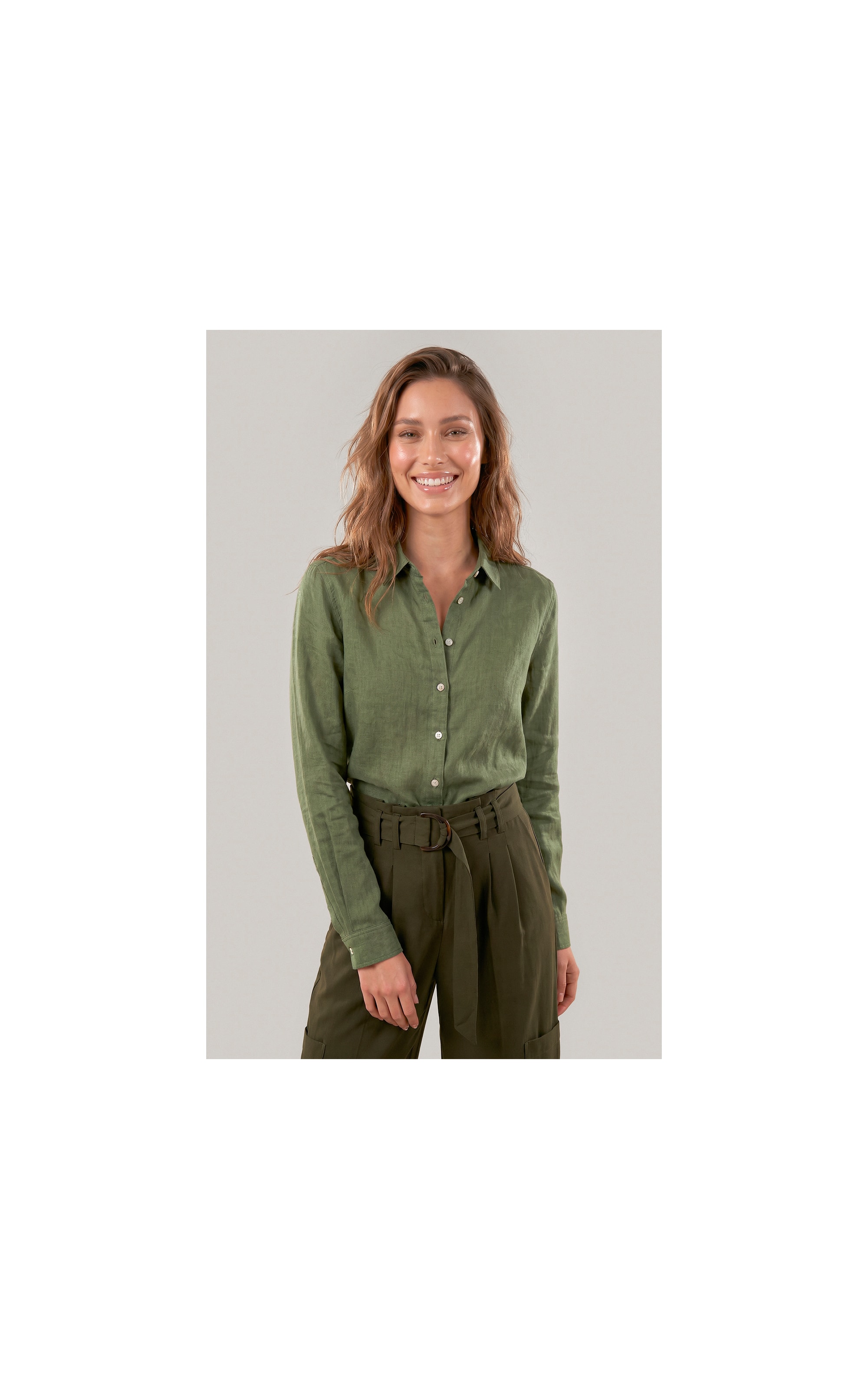 Camisa  Puro Linho Classic Verde Militar
