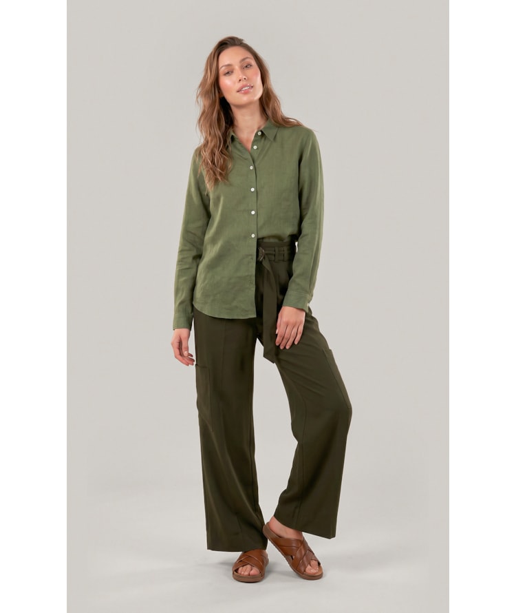 Camisa  Puro Linho Classic Verde Militar