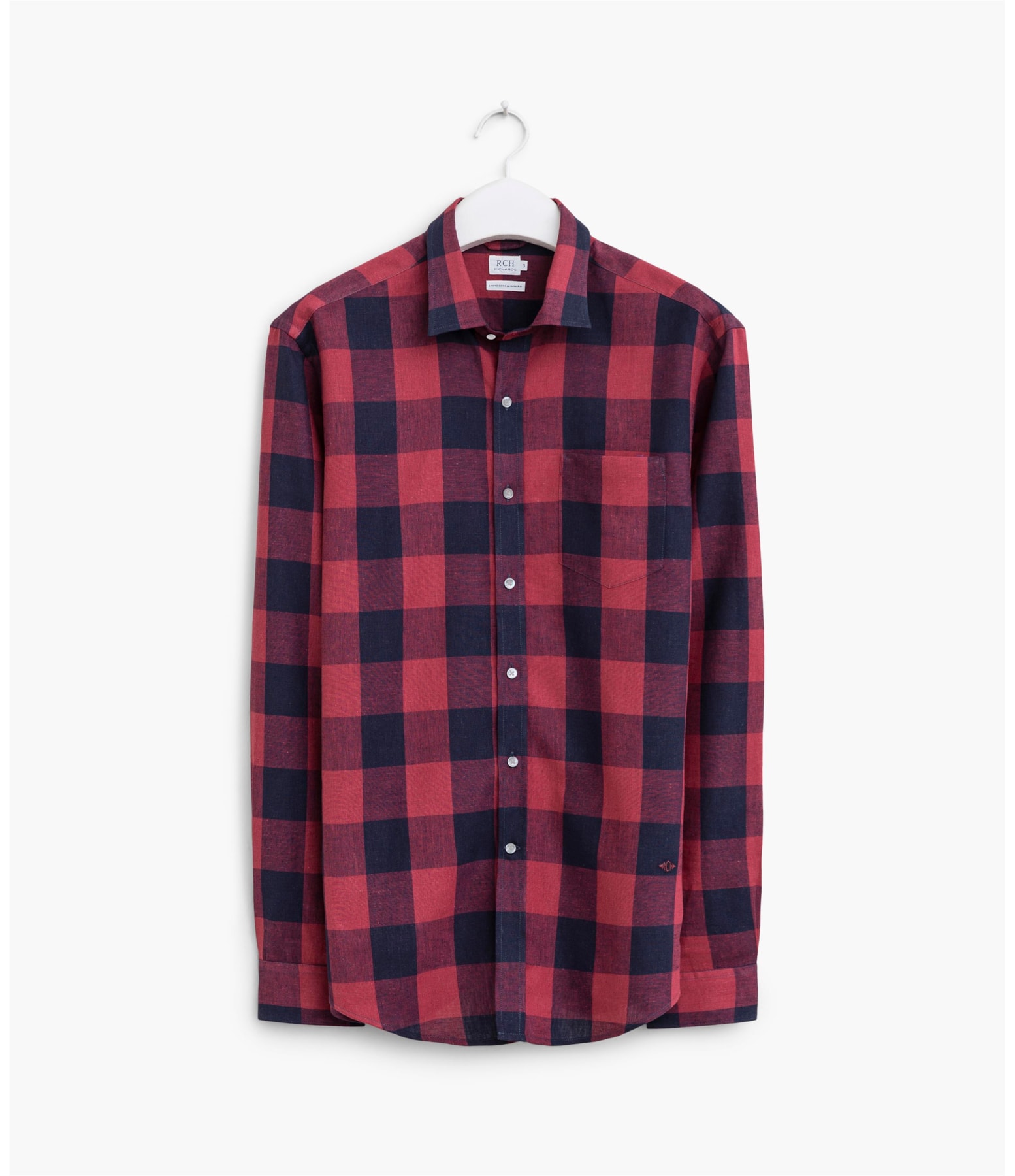 Camisa Puro Linho Com Algodao Xadrez Ml Vermelho