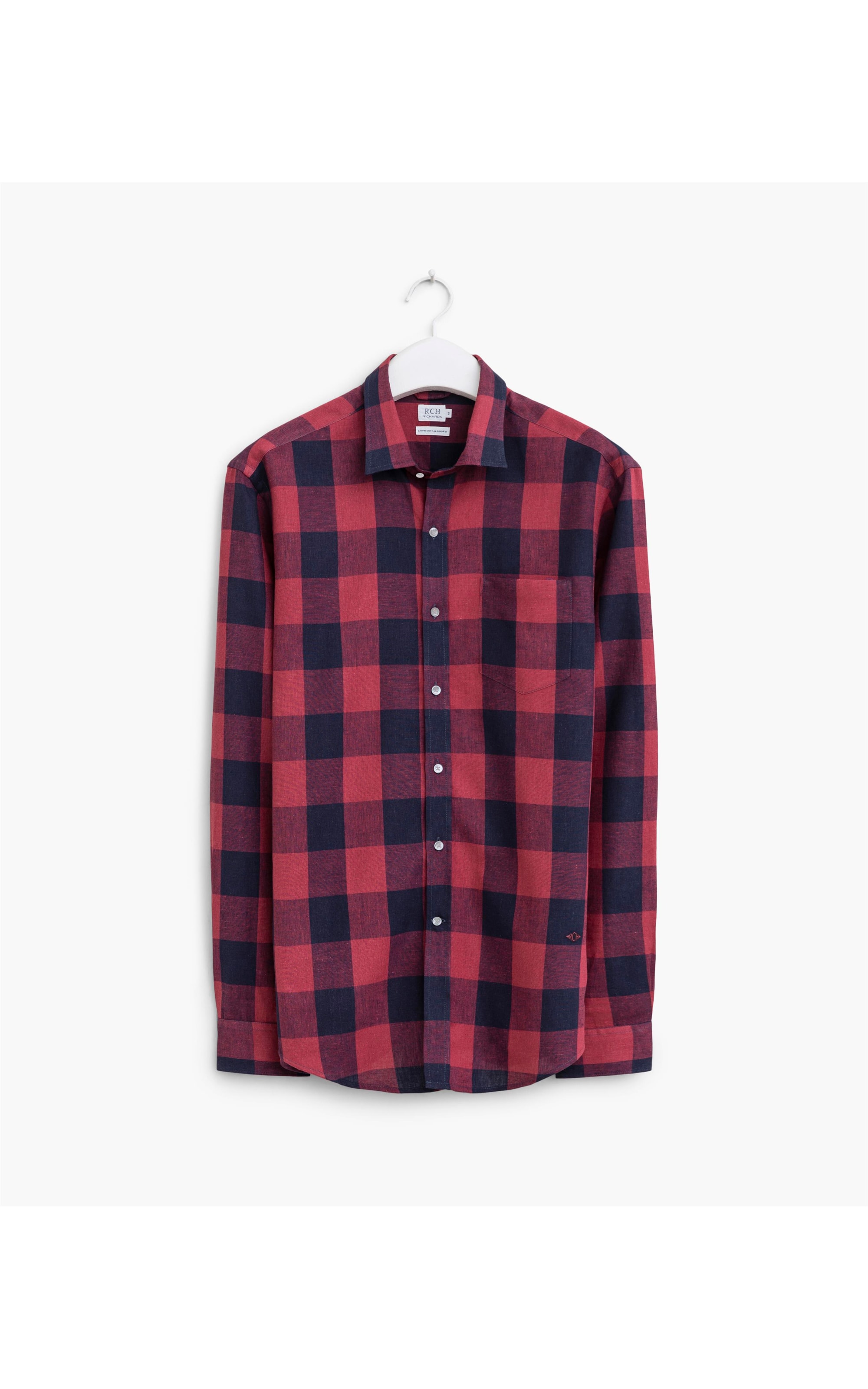 Camisa Puro Linho Com Algodao Xadrez Ml Vermelho