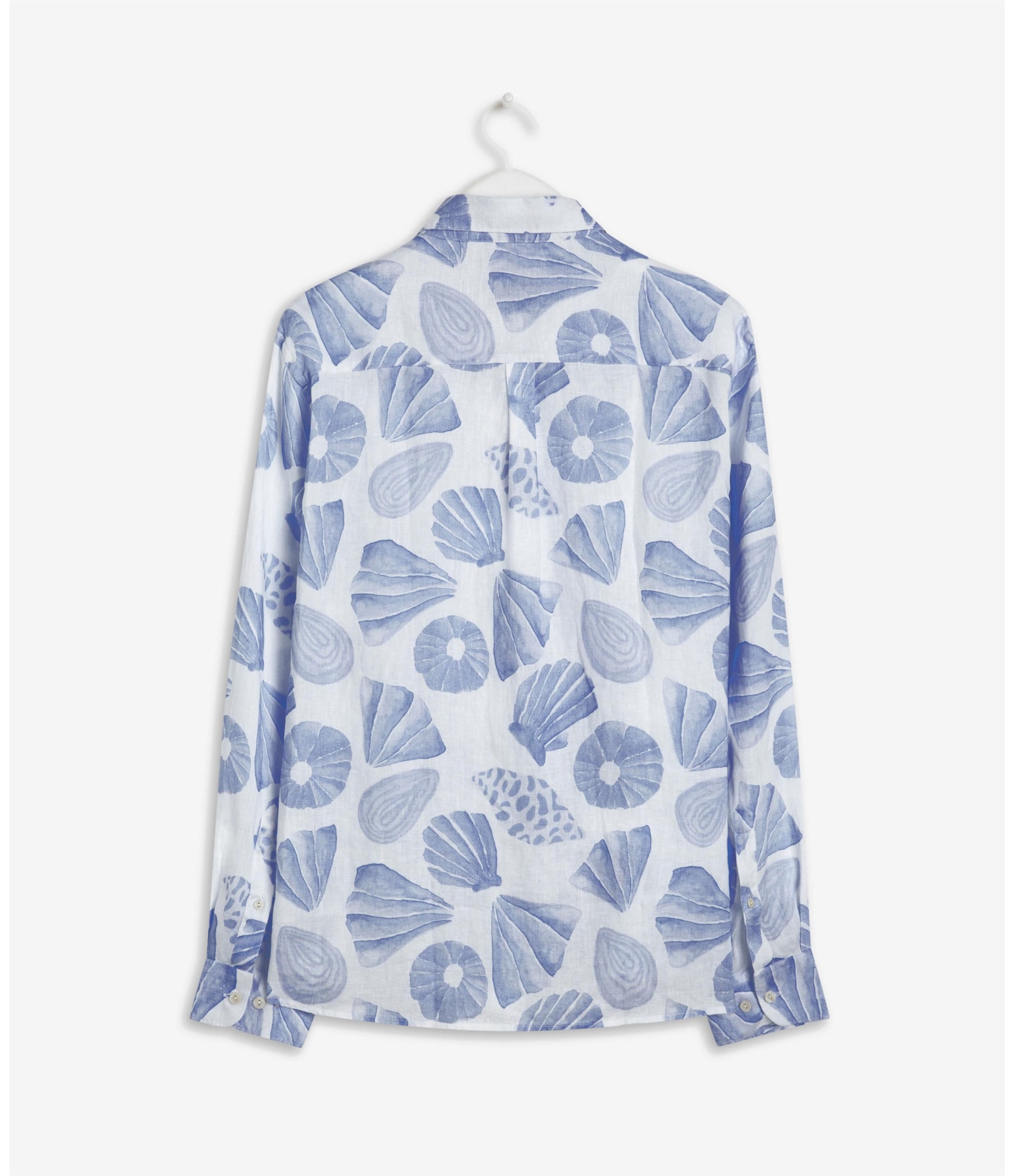 Camisa  Puro Linho  Conchas Azul Bic