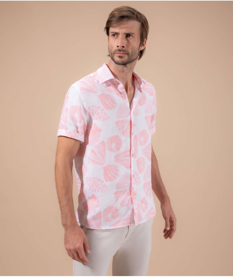 Camisa  Puro Linho  Conchas Melancia