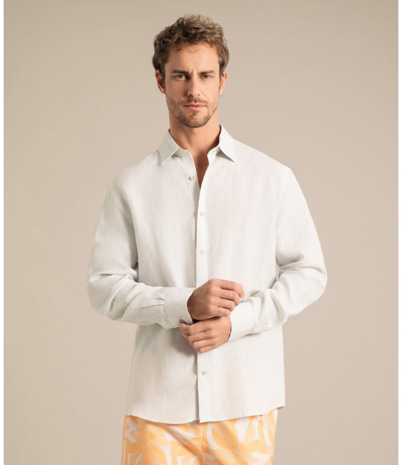 Camisa  Puro Linho  Cross Dye  Areia