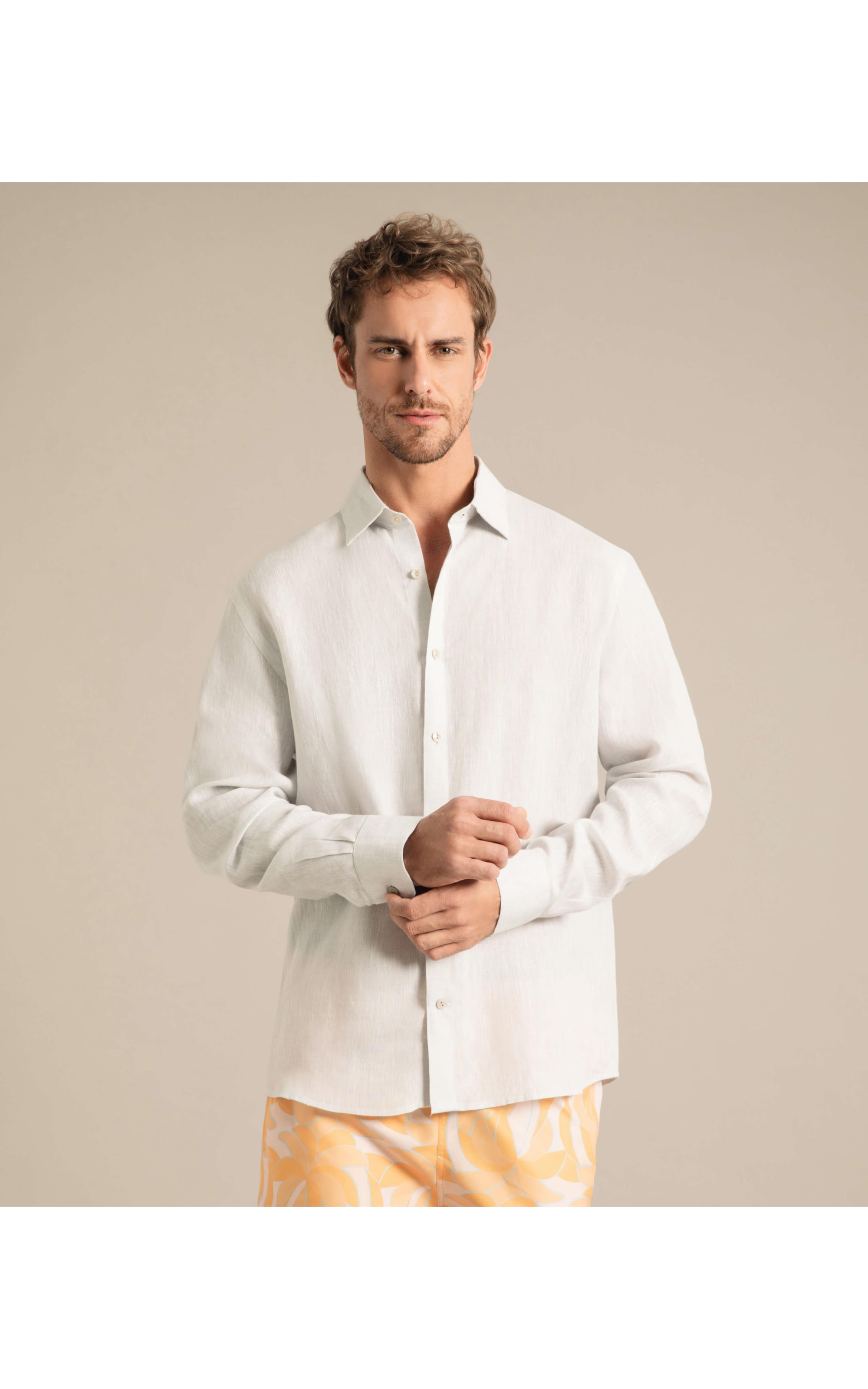 Camisa  Puro Linho  Cross Dye  Areia