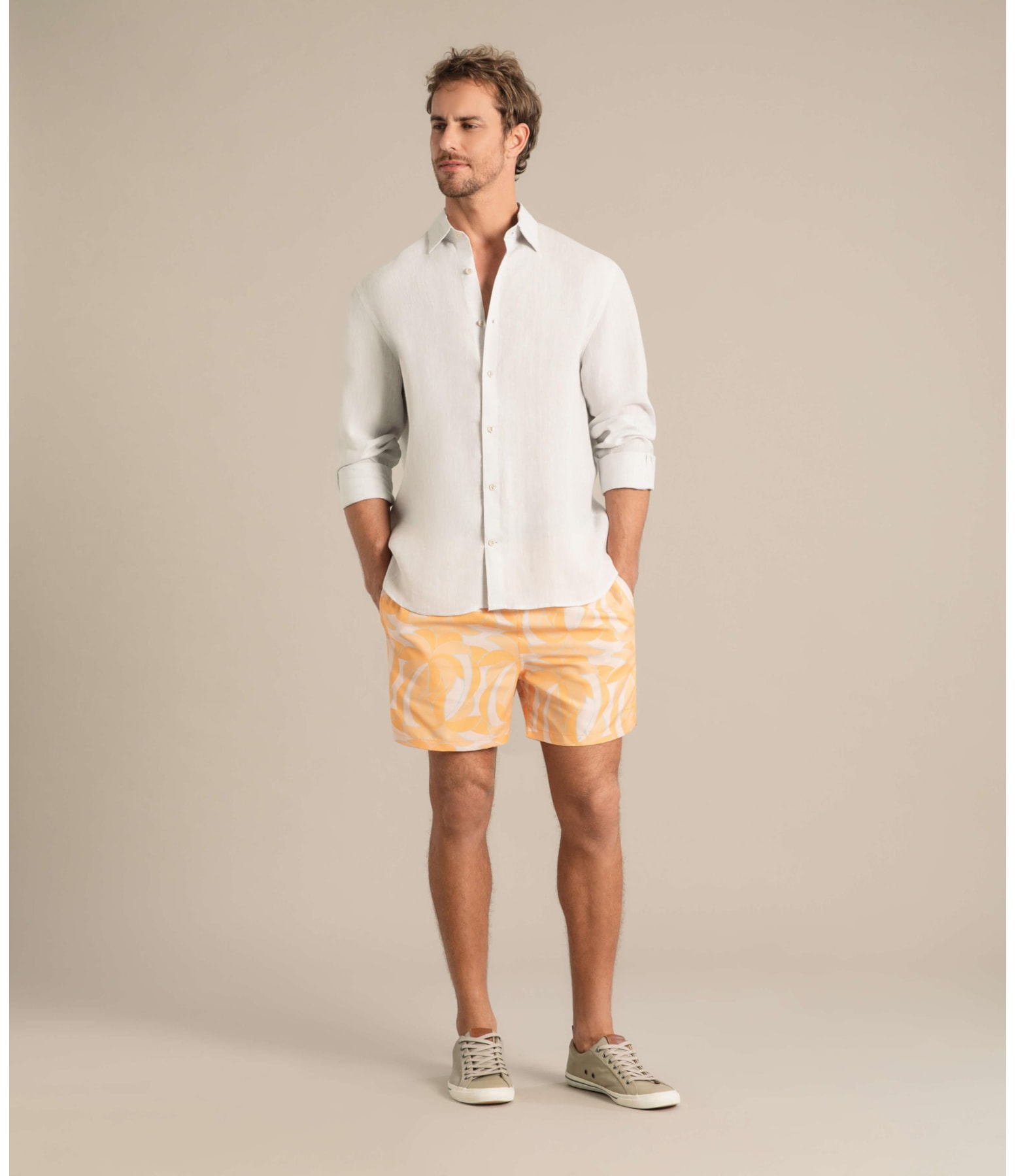 Camisa  Puro Linho  Cross Dye  Areia