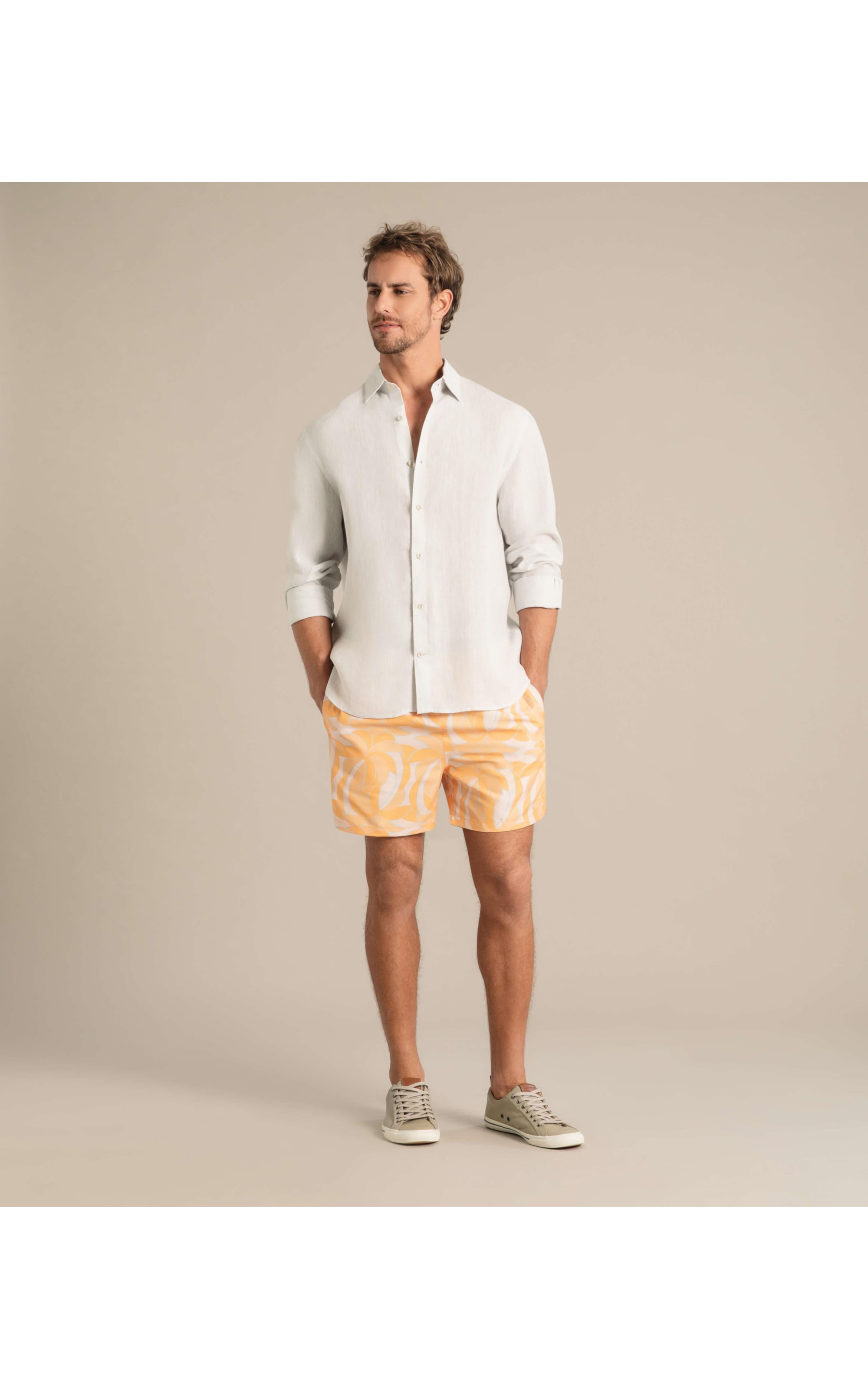 Camisa  Puro Linho  Cross Dye  Areia