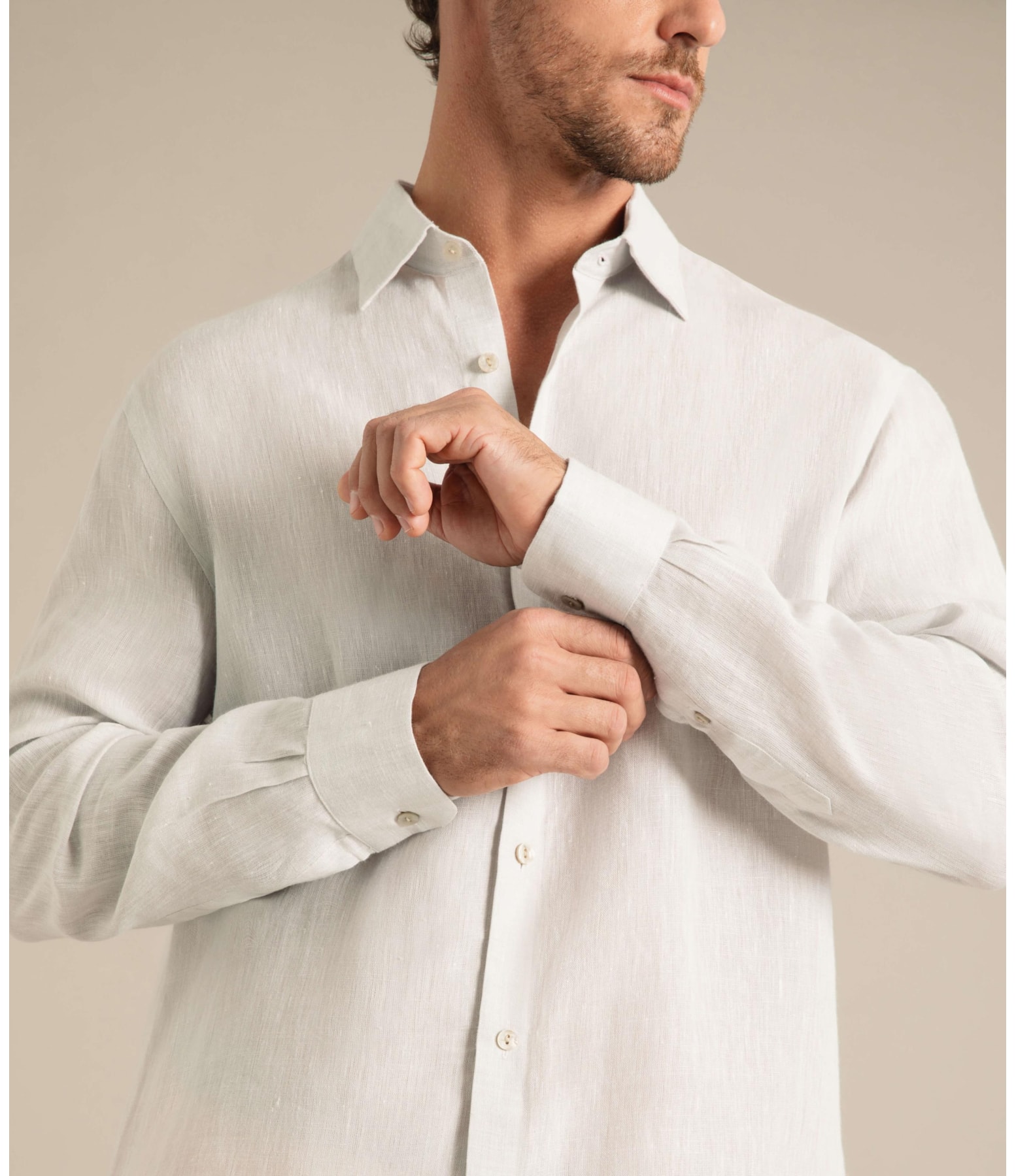 Camisa  Puro Linho  Cross Dye  Areia