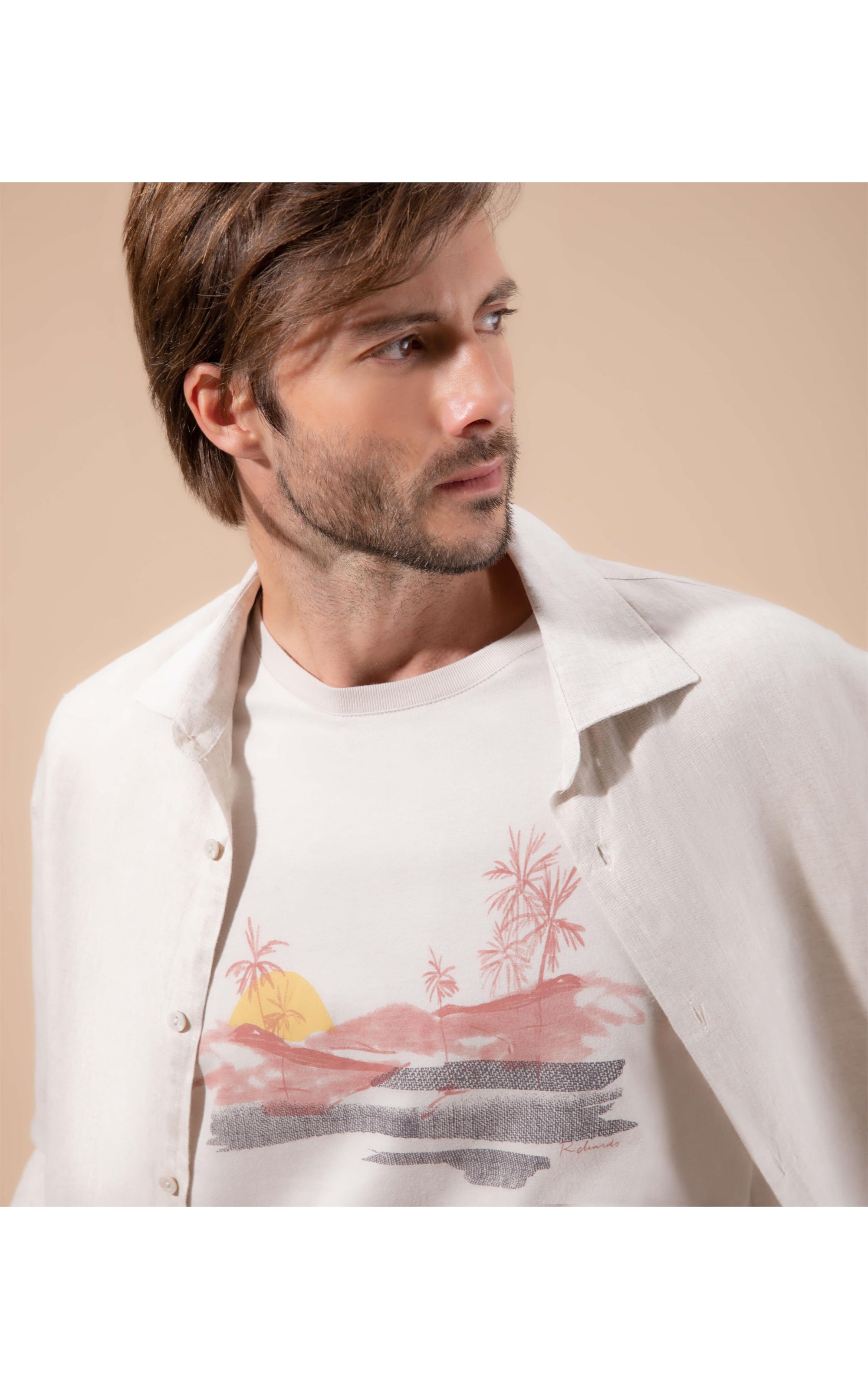 Camisa  Puro Linho  Cross Dye Areia