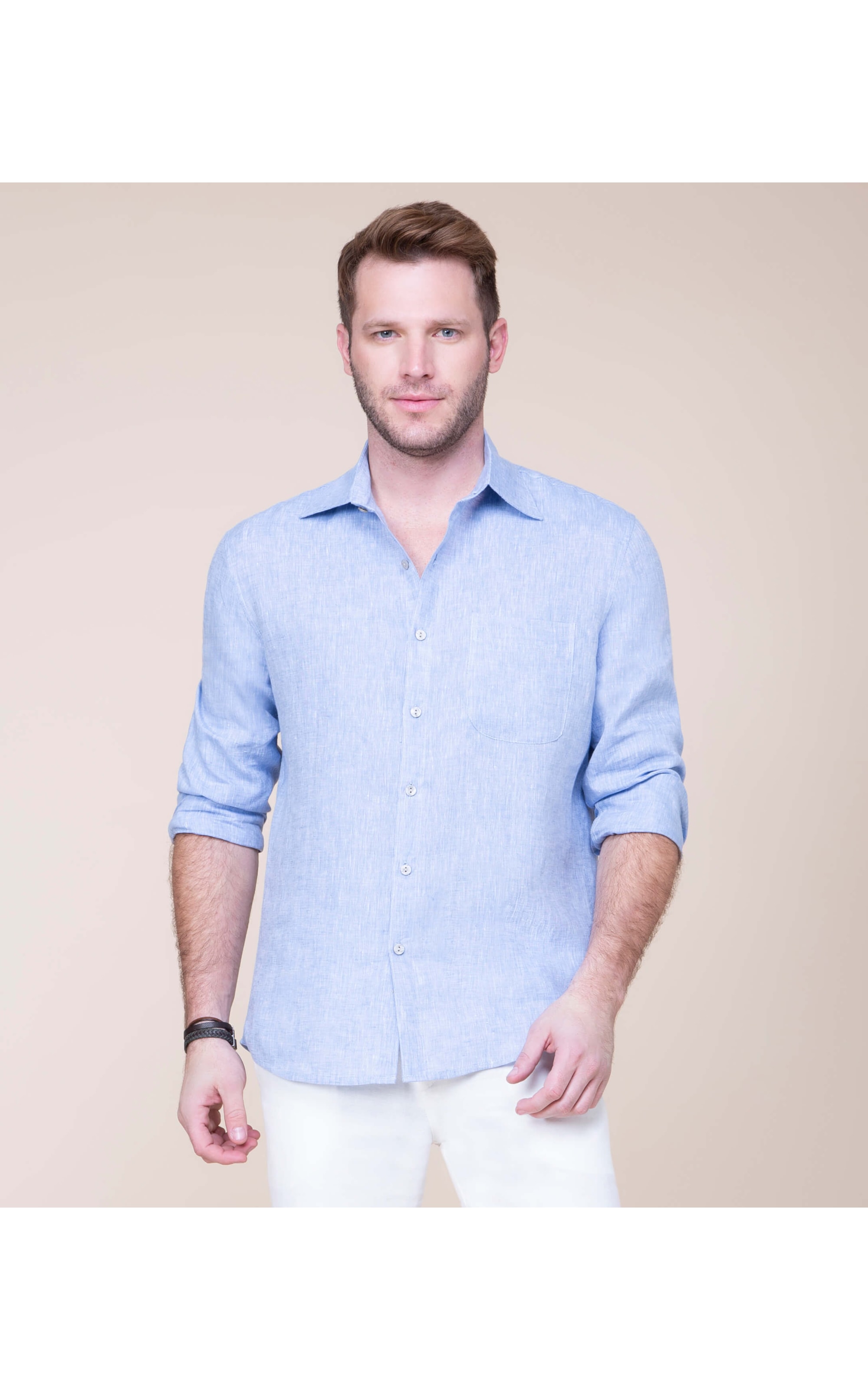 Camisa Puro Linho Cross  Dye Azul Chofer