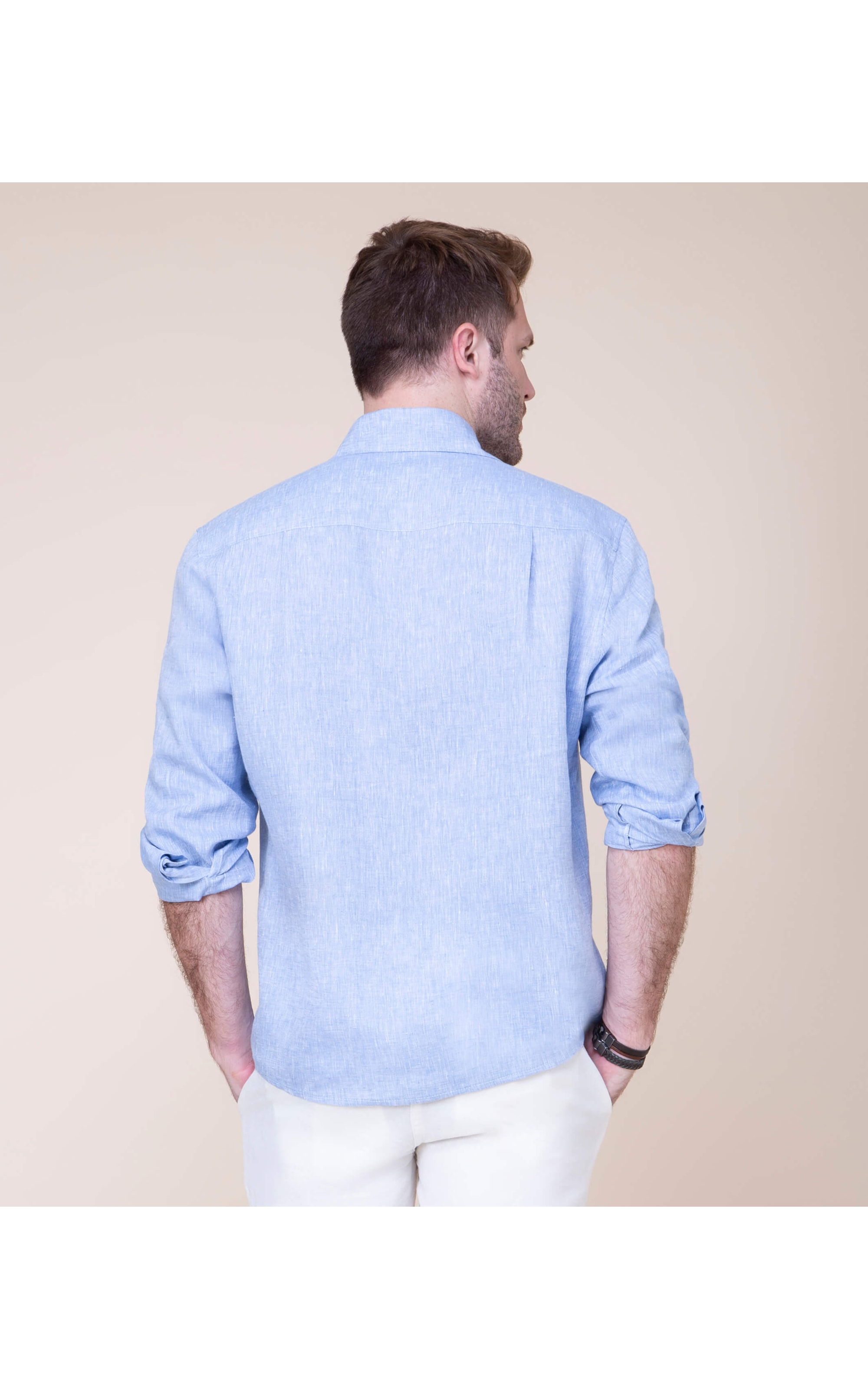 Camisa Puro Linho Cross  Dye Azul Chofer