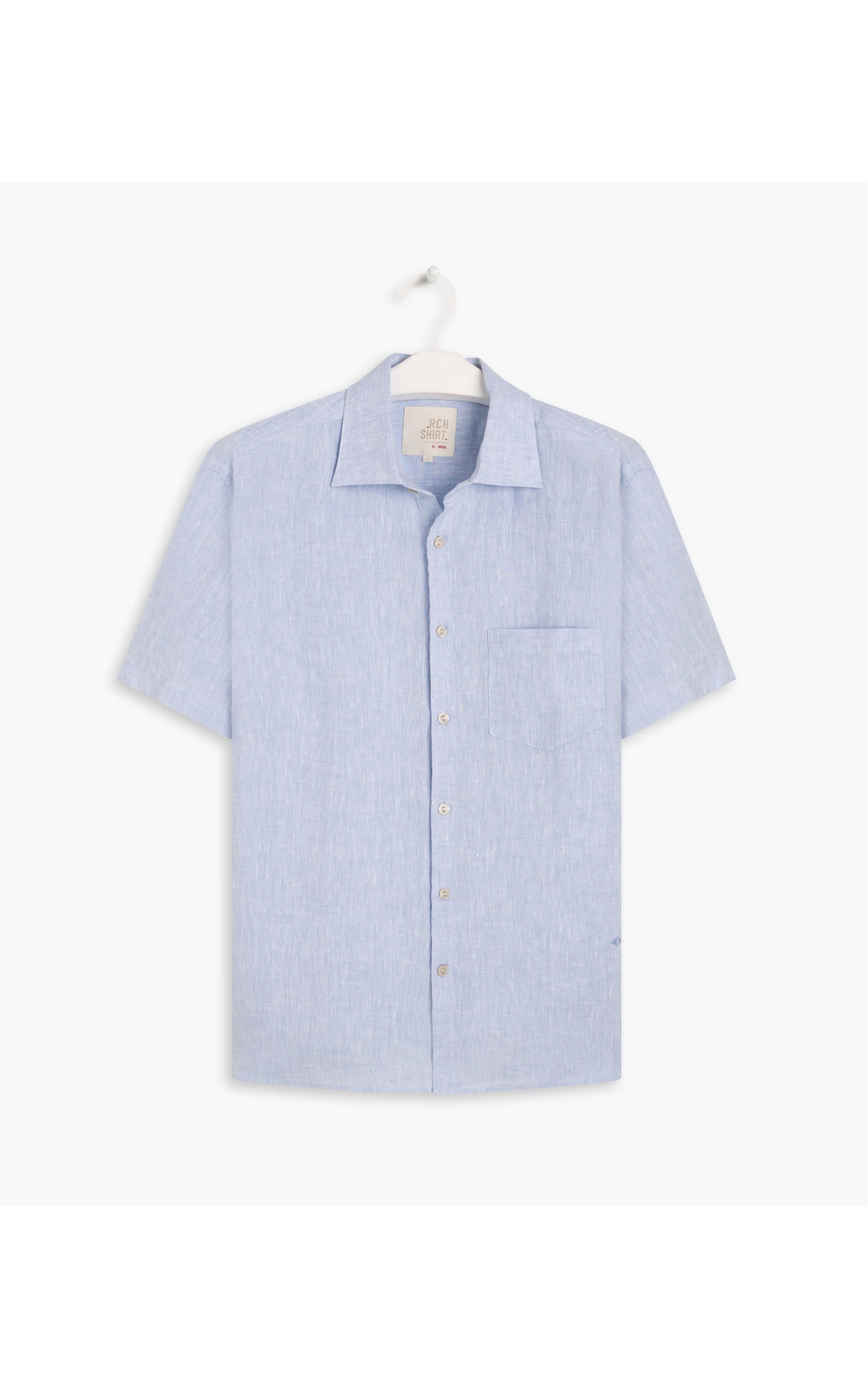 Camisa Puro Linho Cross Dye Mc Azul Chofer