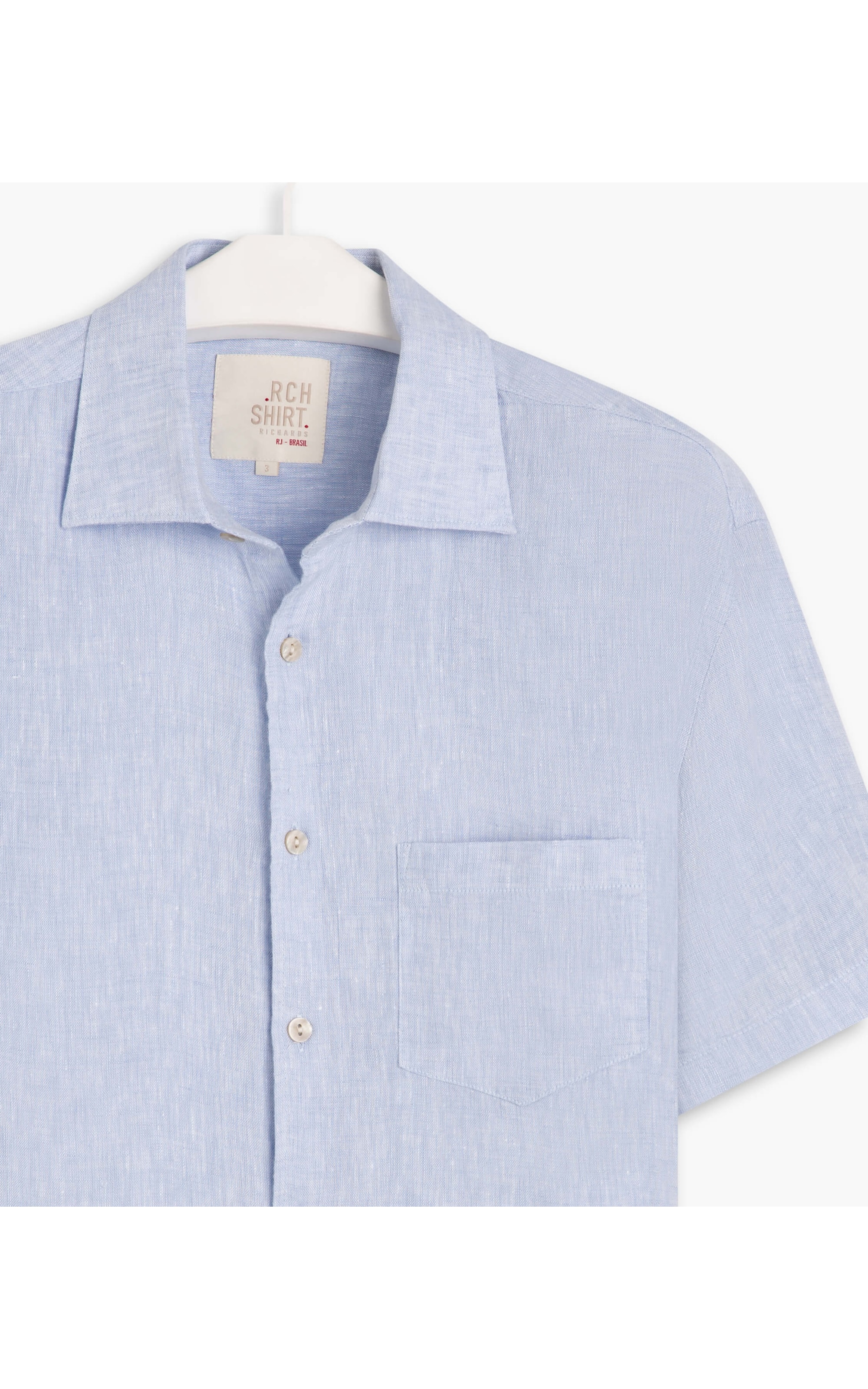 Camisa Puro Linho Cross Dye Mc Azul Chofer