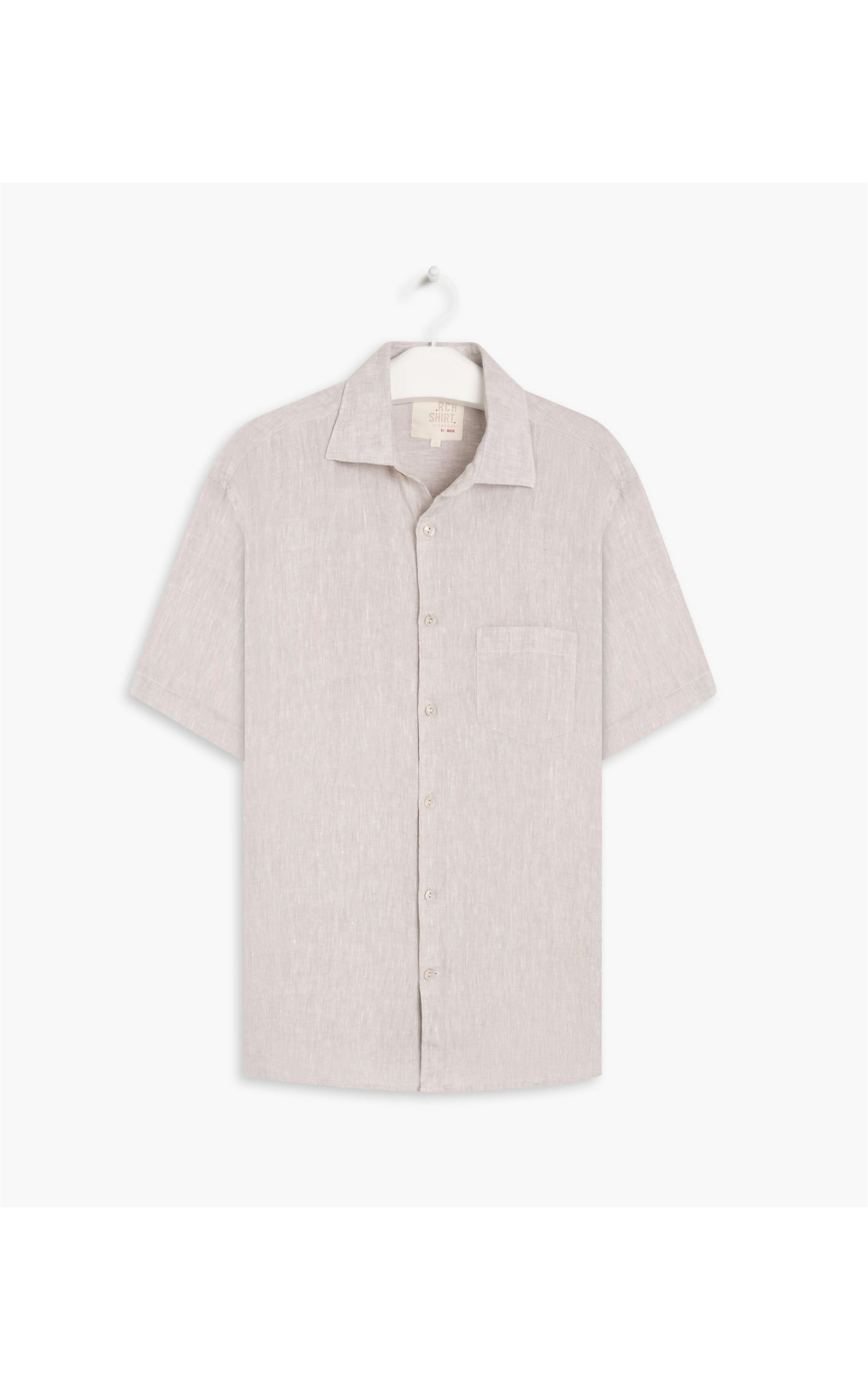 Camisa Puro Linho Cross Dye Mc Cinza Medio