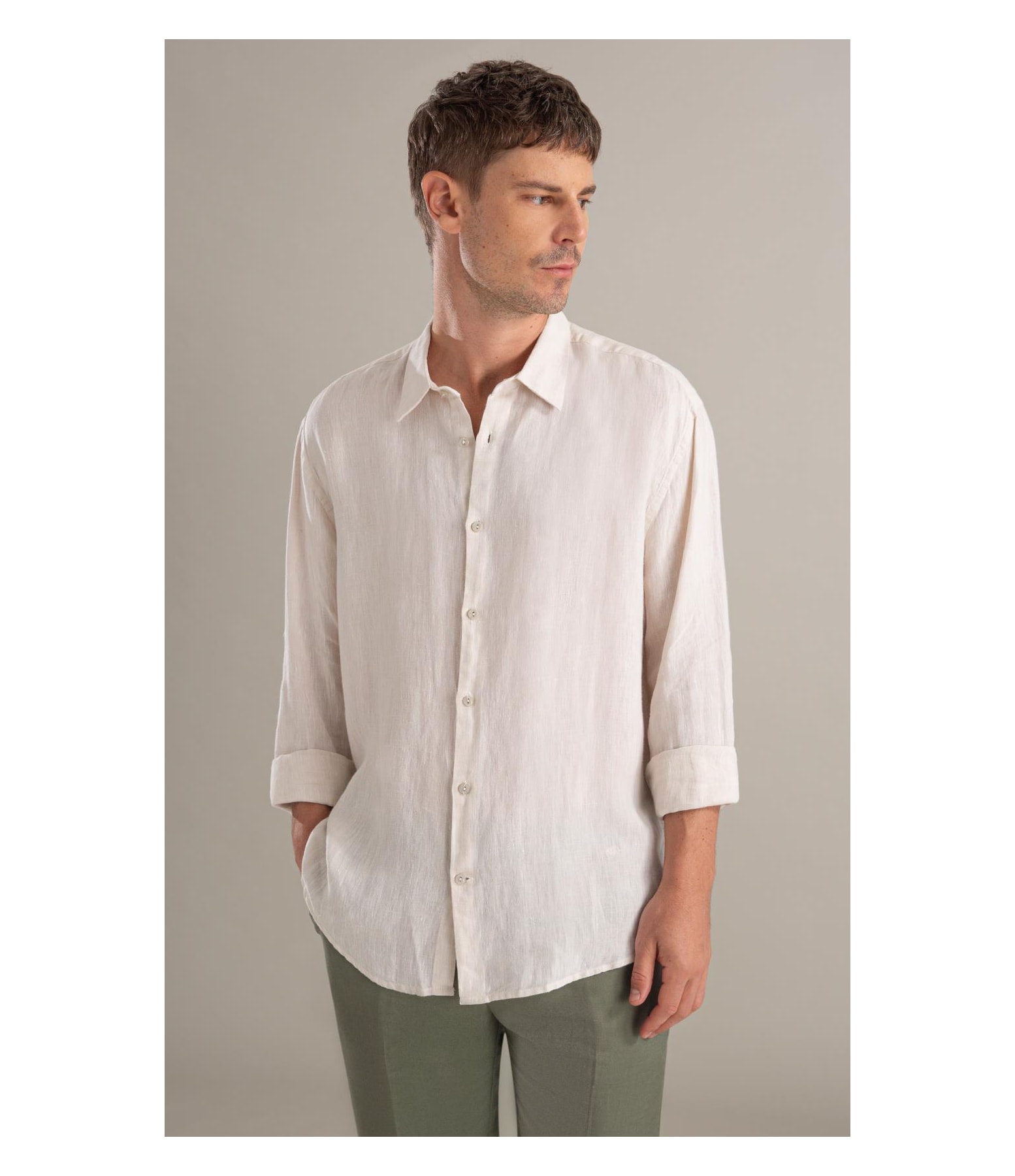 Camisa Puro Linho  Cross Dye Natural